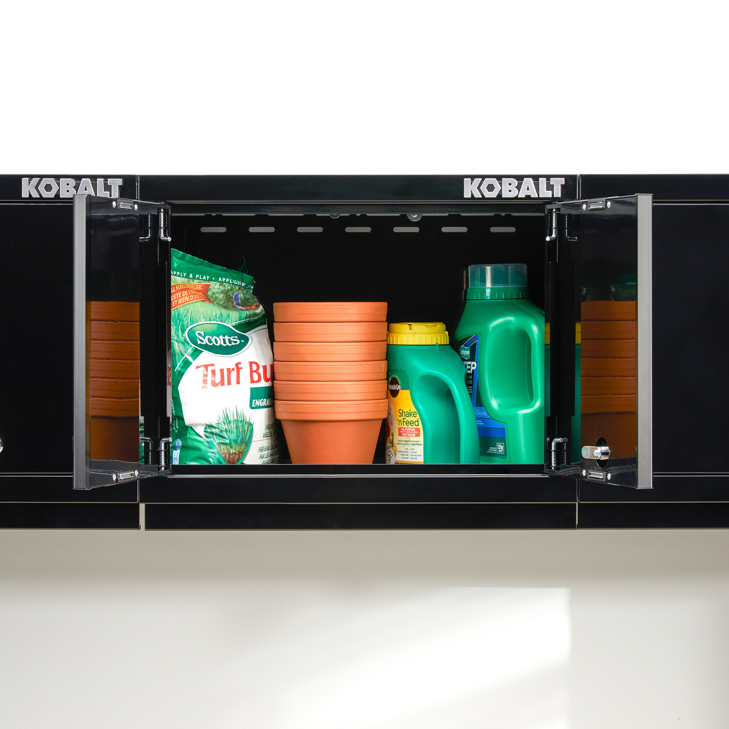 Sistema de almacenamiento para garaje en acero negro Kobalt de 12 gabinetes de 216 pulgadas de ancho x 76 pulgadas de alto x 18 pulgadas de profundidad 53978