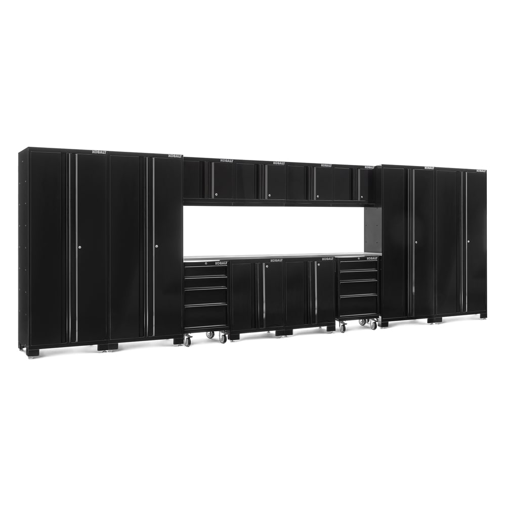 Sistema de almacenamiento para garaje en acero negro Kobalt de 12 gabinetes de 216 pulgadas de ancho x 76 pulgadas de alto x 18 pulgadas de profundidad 53978