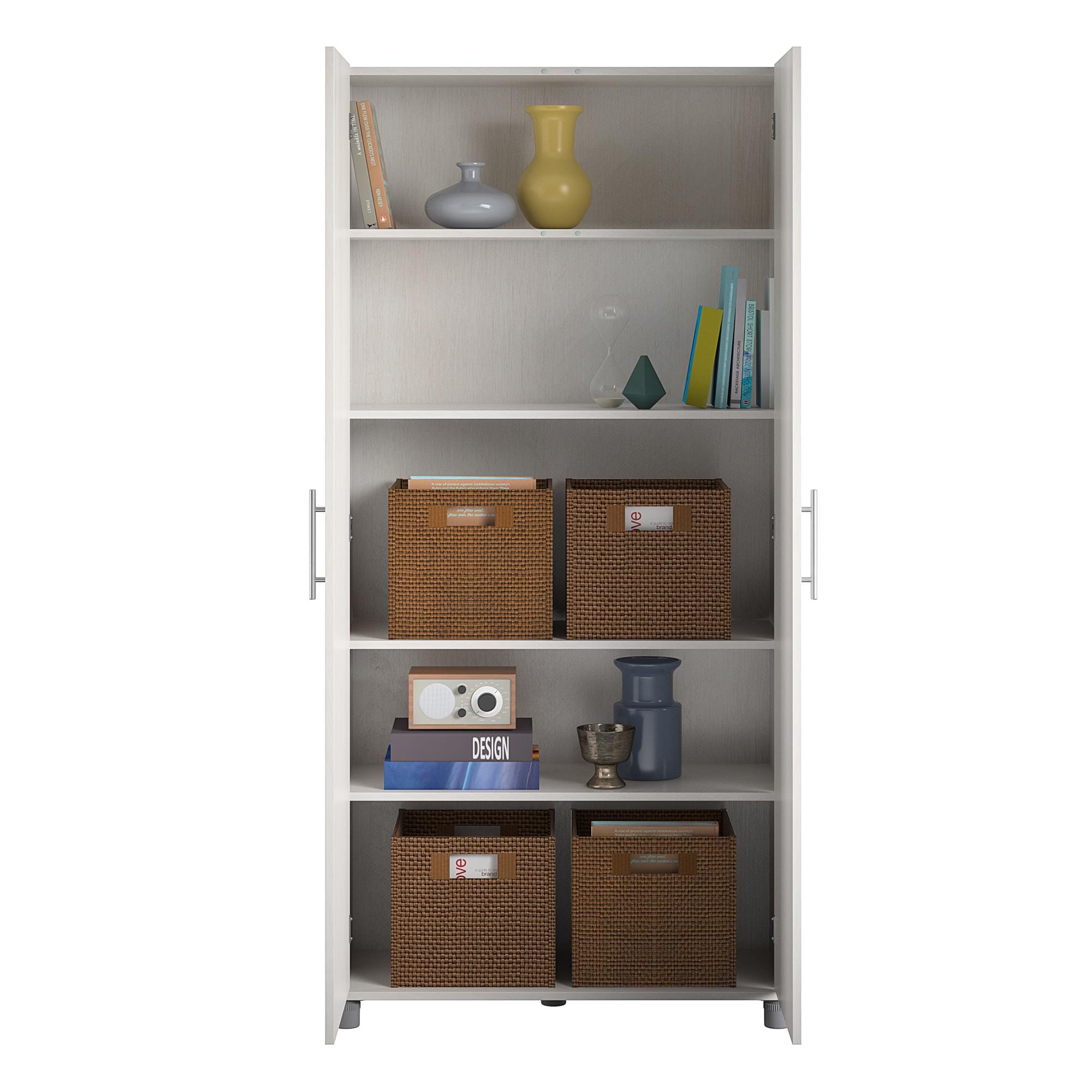 Gabinete de almacenamiento independiente de madera compuesta de roble marfil/magnolia de 35.68 pulgadas de ancho x 74.31 pulgadas de alto Ameriwood Home Camberly 3402341COM