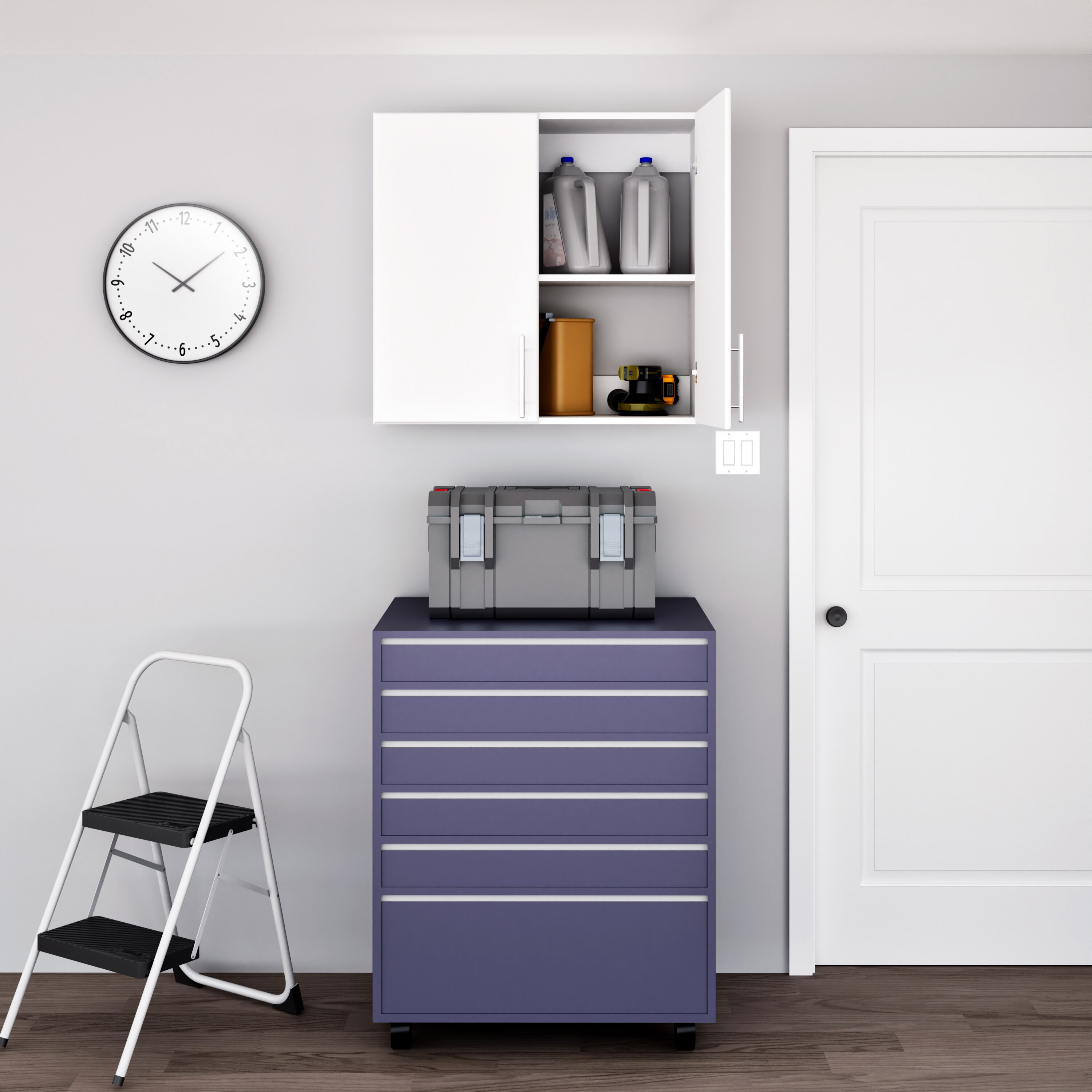 Gabinete de almacenamiento de utilidad montado en la pared blanco de madera compuesta Elite de 32 pulgadas de ancho x 30 pulgadas de alto de Prepac WEW-3230