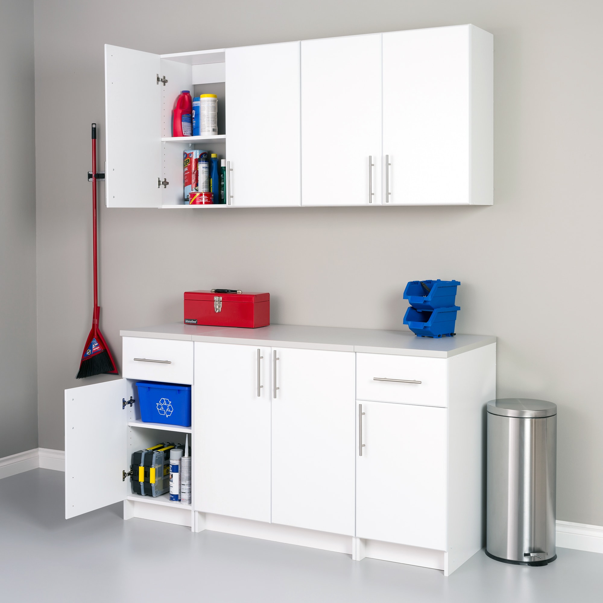 Gabinete de almacenamiento de utilidad montado en la pared blanco de madera compuesta Elite de 32 pulgadas de ancho x 30 pulgadas de alto de Prepac WEW-3230