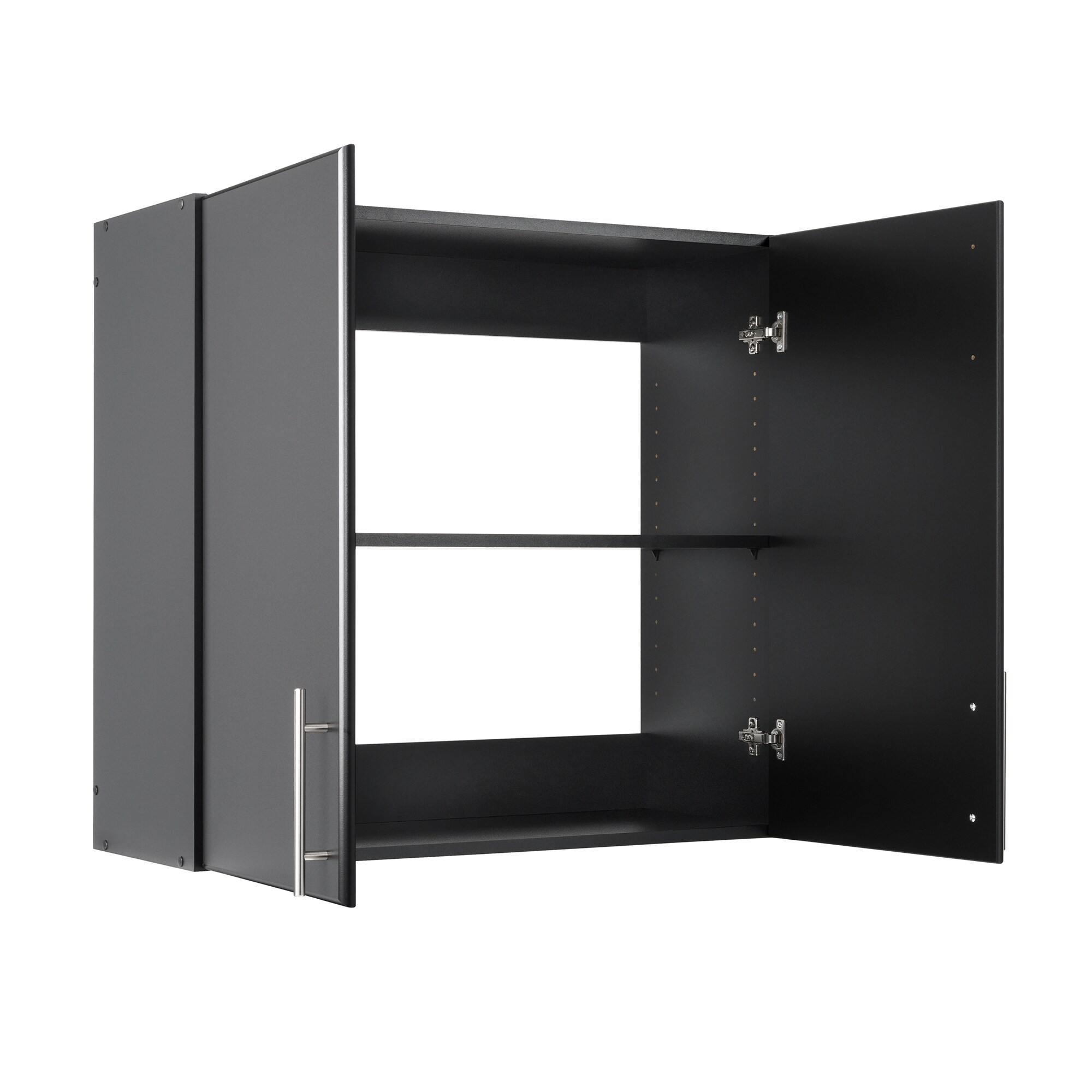 Gabinete de almacenamiento utilitario de montaje en pared negro de composite de madera Prepac Elite de 32 pulgadas de ancho por 30 pulgadas de alto BEW-3230