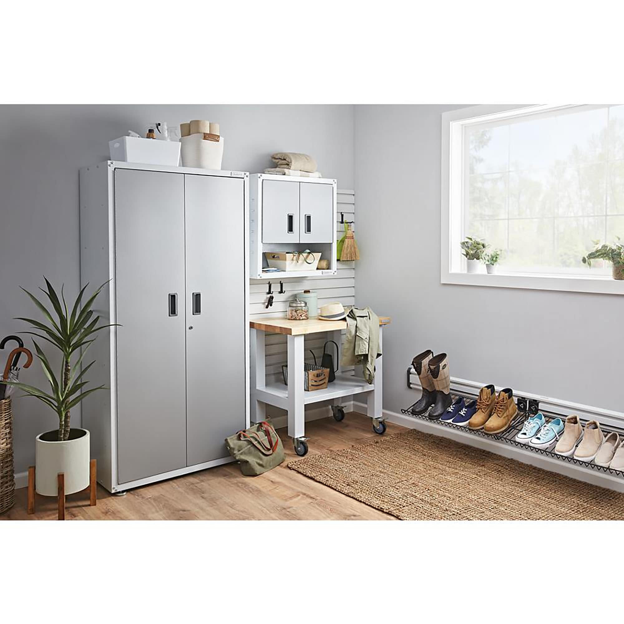 Gabinete de Garage de Acero Independiente en Blanco de 48 pulgadas de ancho x 72 pulgadas de alto x 18 pulgadas de profundidad Gladiator GAJG48KDZW
