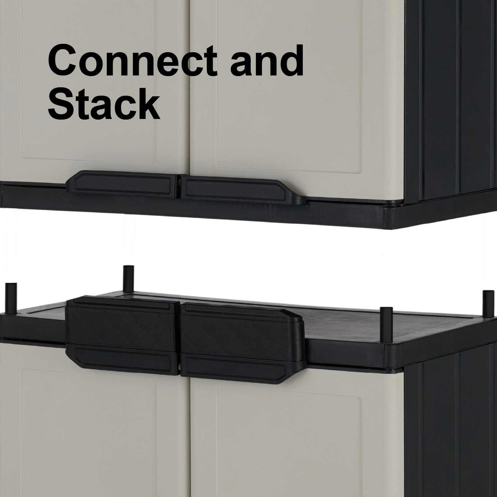 Gabinete de plástico para garaje en blanco marfil para montar en la pared o de pie, de Project Source Premium One de 26.9 pulgadas de ancho x 34 pulgadas de alto x 15.75 pulgadas de profundidad