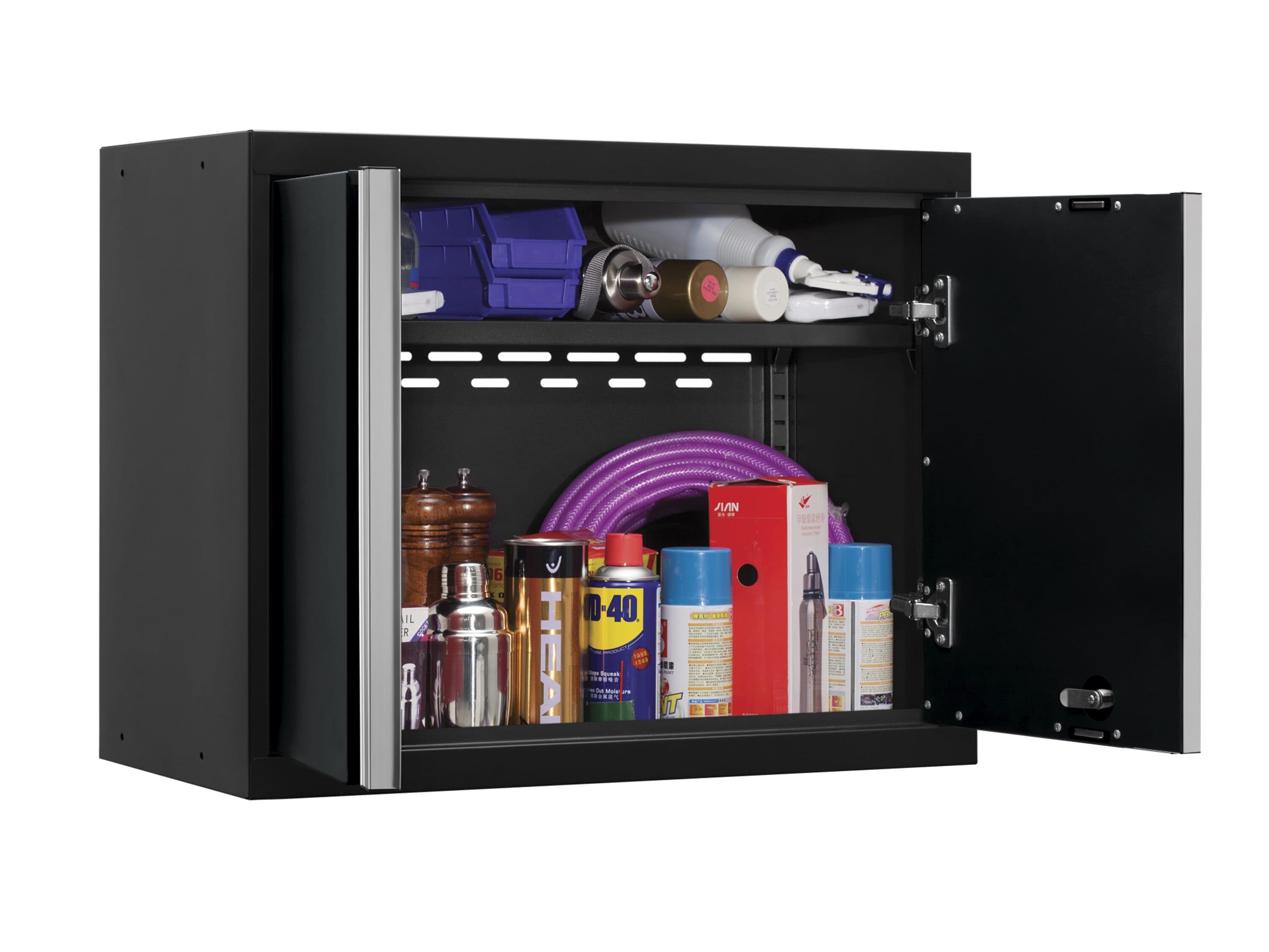 Sistema de almacenamiento para garaje en acero negro de 10 gabinetes NewAge Products de 220 pulgadas de ancho x 84.75 pulgadas de alto x 24 pulgadas de profundidad 64292