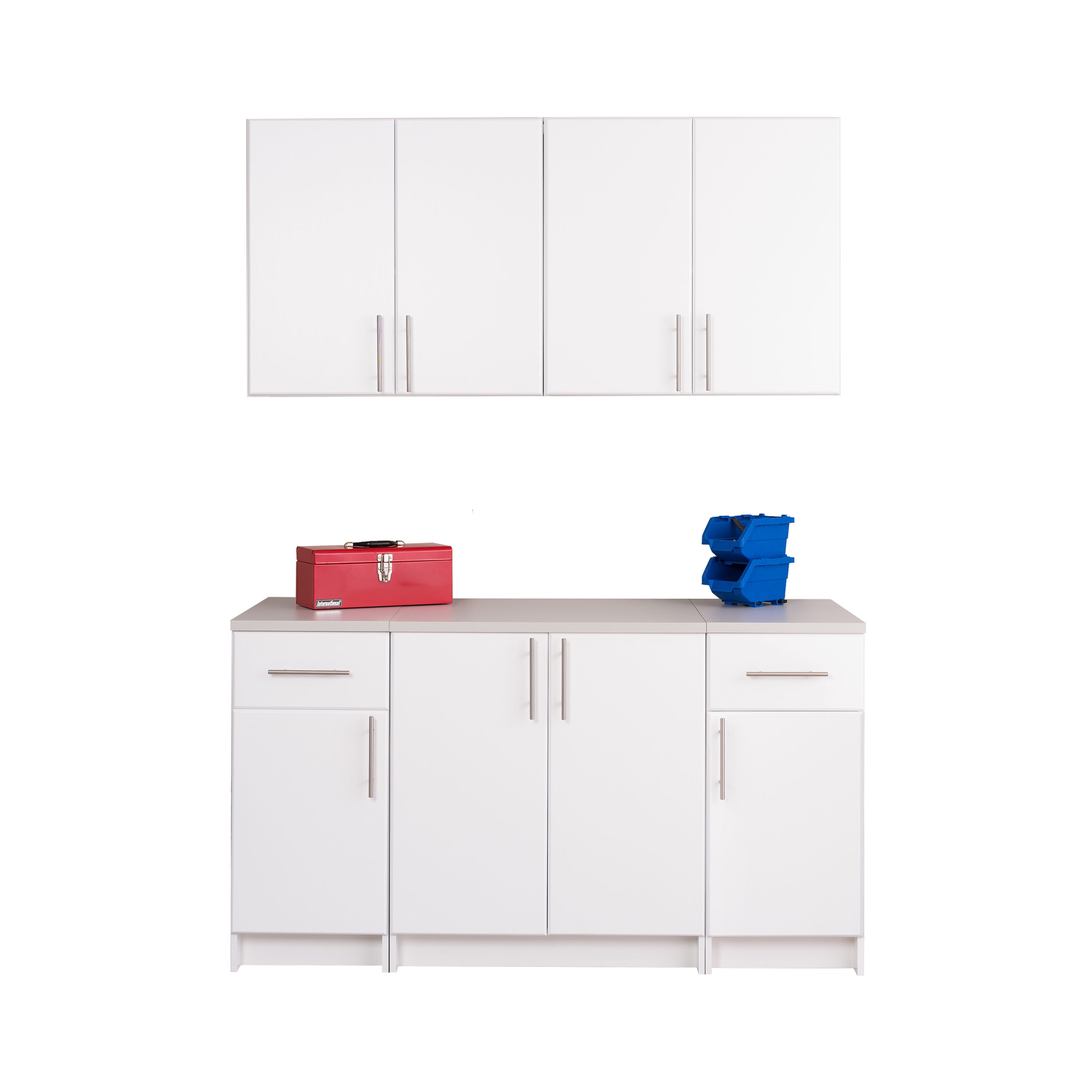 Gabinete de almacenamiento utilitario blanco independiente o para montar en la pared de compuesto de madera de 64 pulgadas de ancho x 89 pulgadas de alto Elite de Prepac WRSX-1011-5M