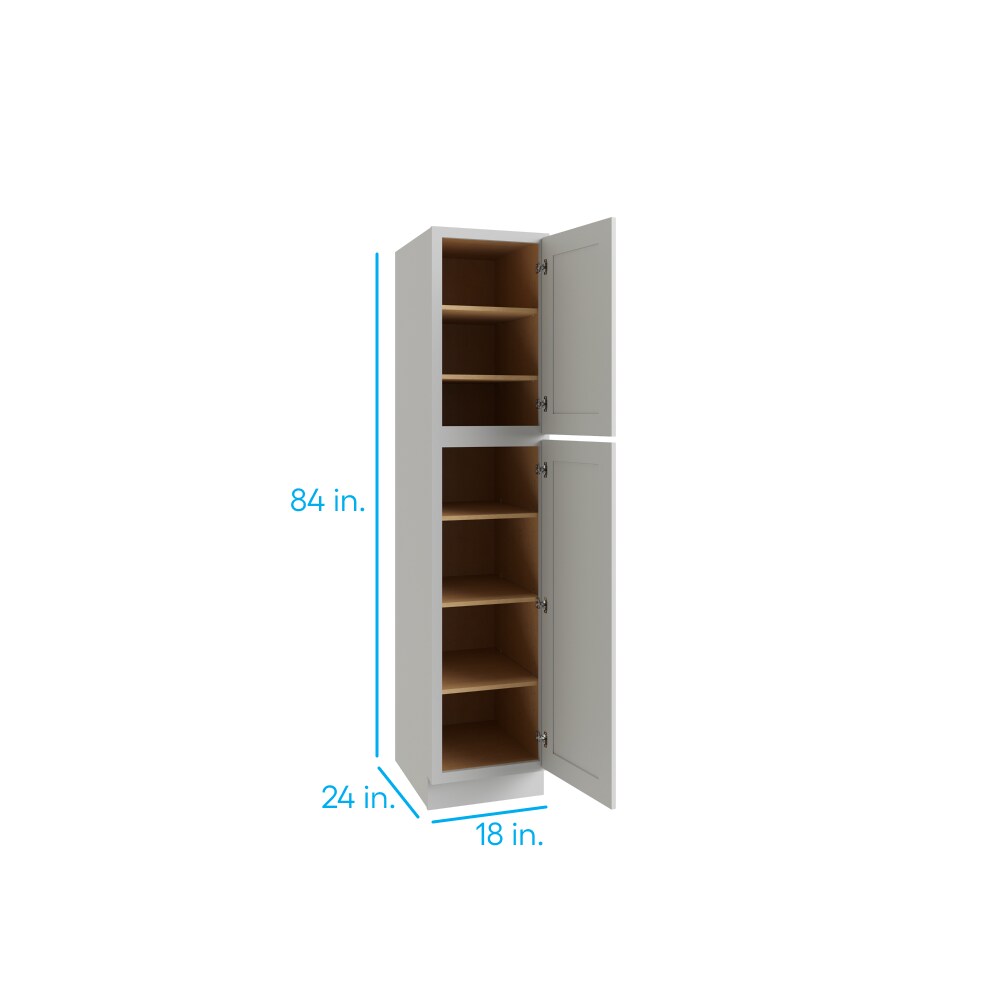Gabinete de almacenamiento utilitario independiente de madera gris RELIABILT Parkstone de 18 pulgadas de ancho por 84 pulgadas de alto L03-UC1824X84R
