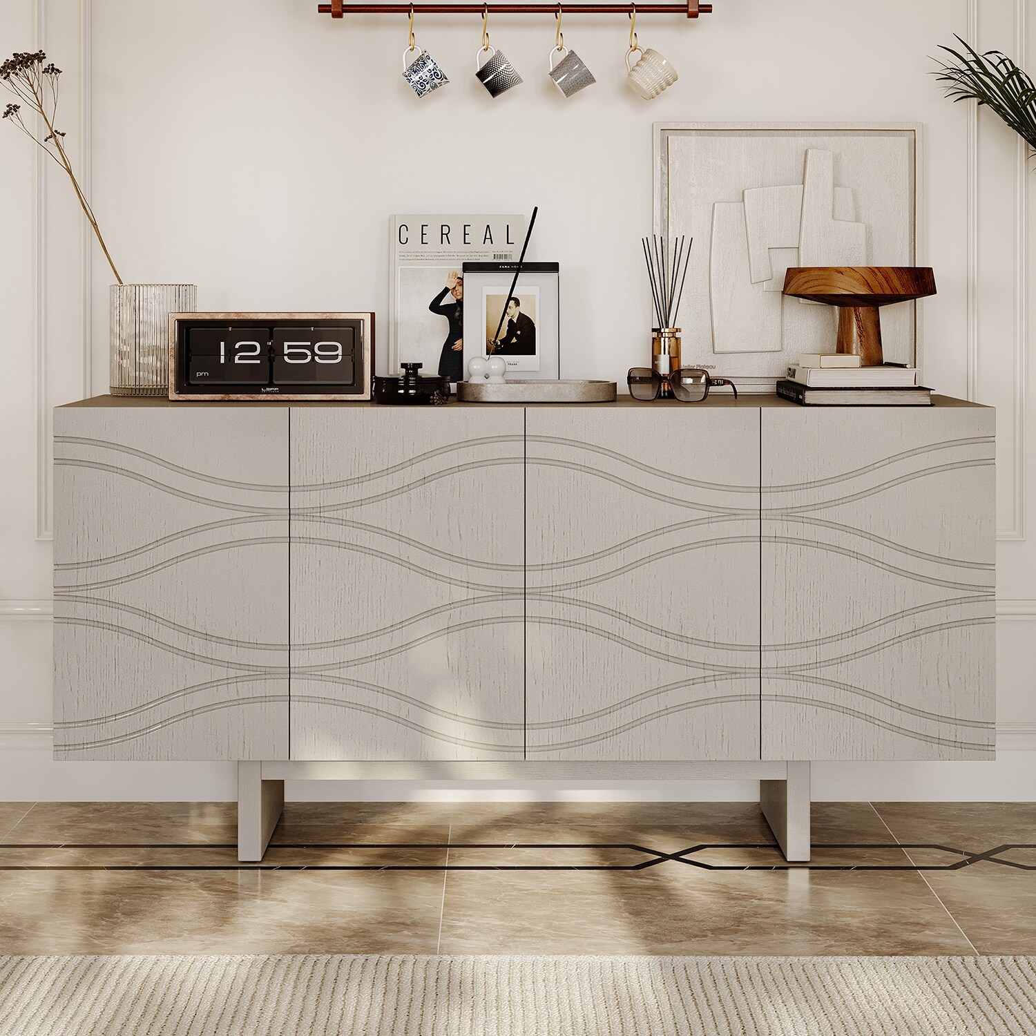 Gabinete de almacenamiento utilitario independiente de MDF blanco de 15.75 pulgadas de ancho x 30.71 pulgadas de alto GZ1661-K-GW