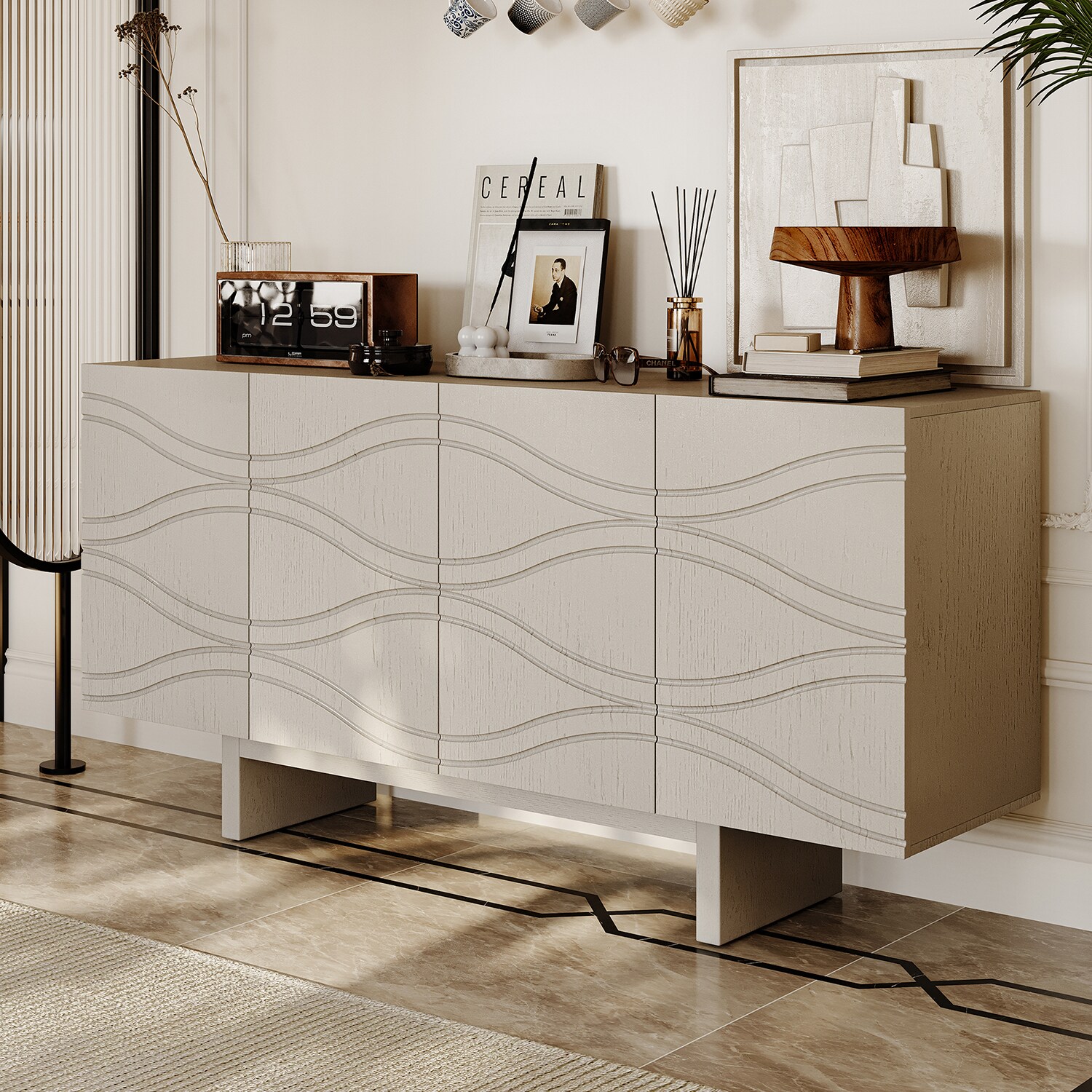 Gabinete de almacenamiento utilitario independiente de MDF blanco de 15.75 pulgadas de ancho x 30.71 pulgadas de alto GZ1661-K-GW