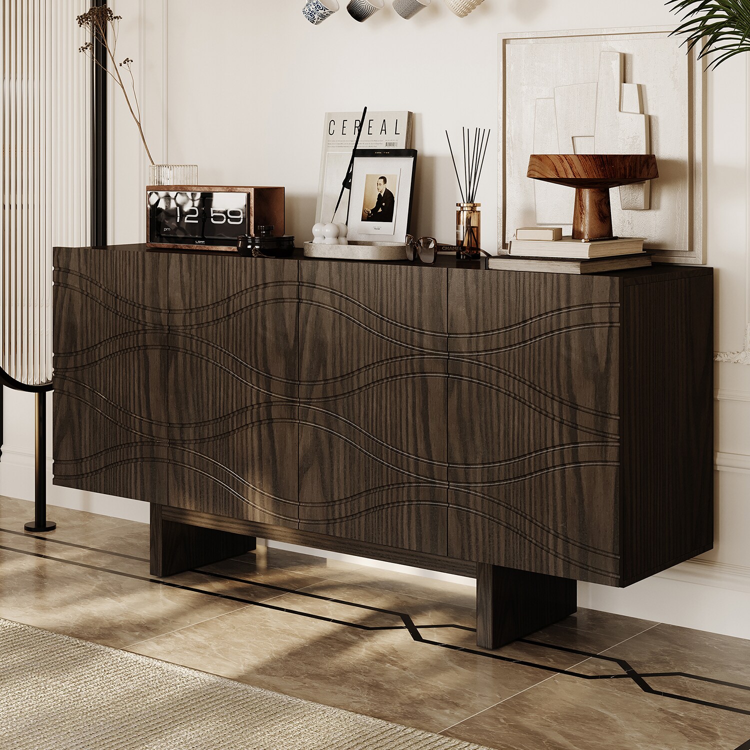Gabinete de almacenamiento utilitario independiente marrón de MDF de 15.75 pulgadas de ancho x 30.71 pulgadas de alto GZ1661-K-WA