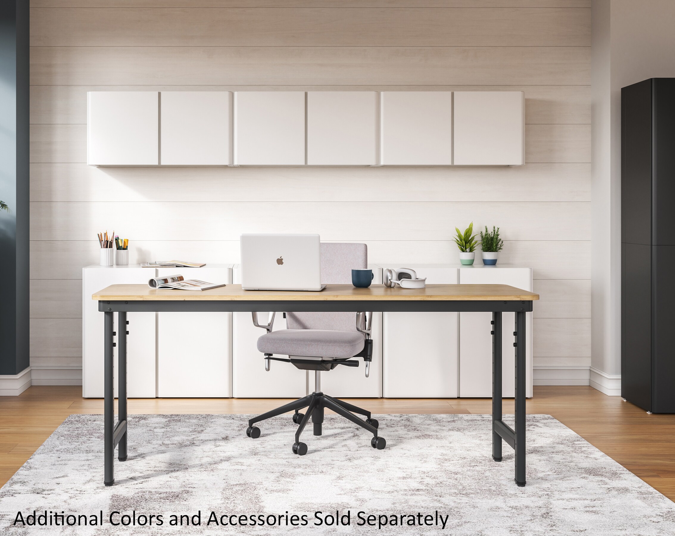 Mesa de trabajo Everest de acero azul moderno de 72 pulgadas de ancho x 32 pulgadas de alto Gabinete de almacenamiento utilitario independiente EWJ72BML