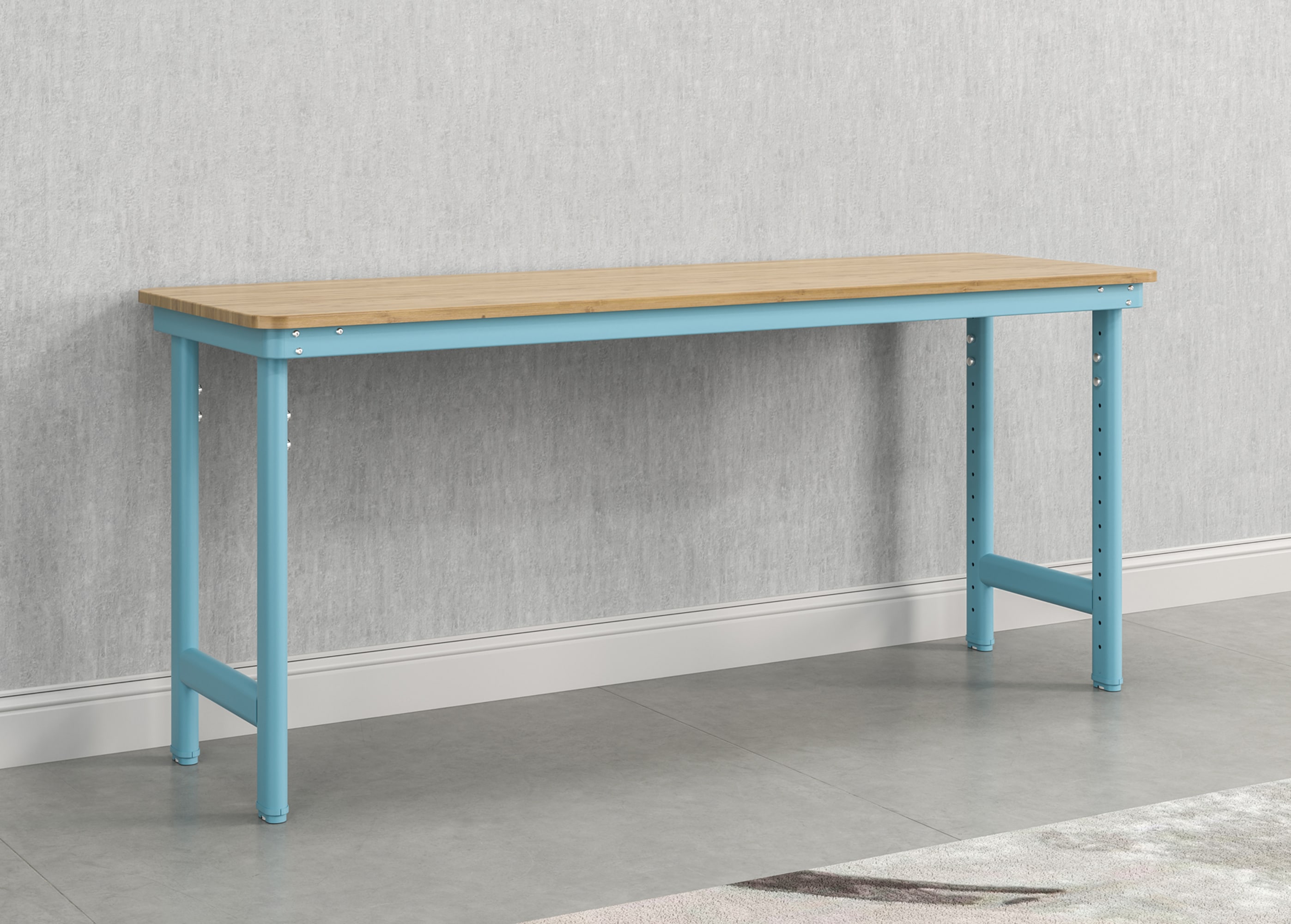 Mesa de trabajo Everest de acero azul moderno de 72 pulgadas de ancho x 32 pulgadas de alto Gabinete de almacenamiento utilitario independiente EWJ72BML