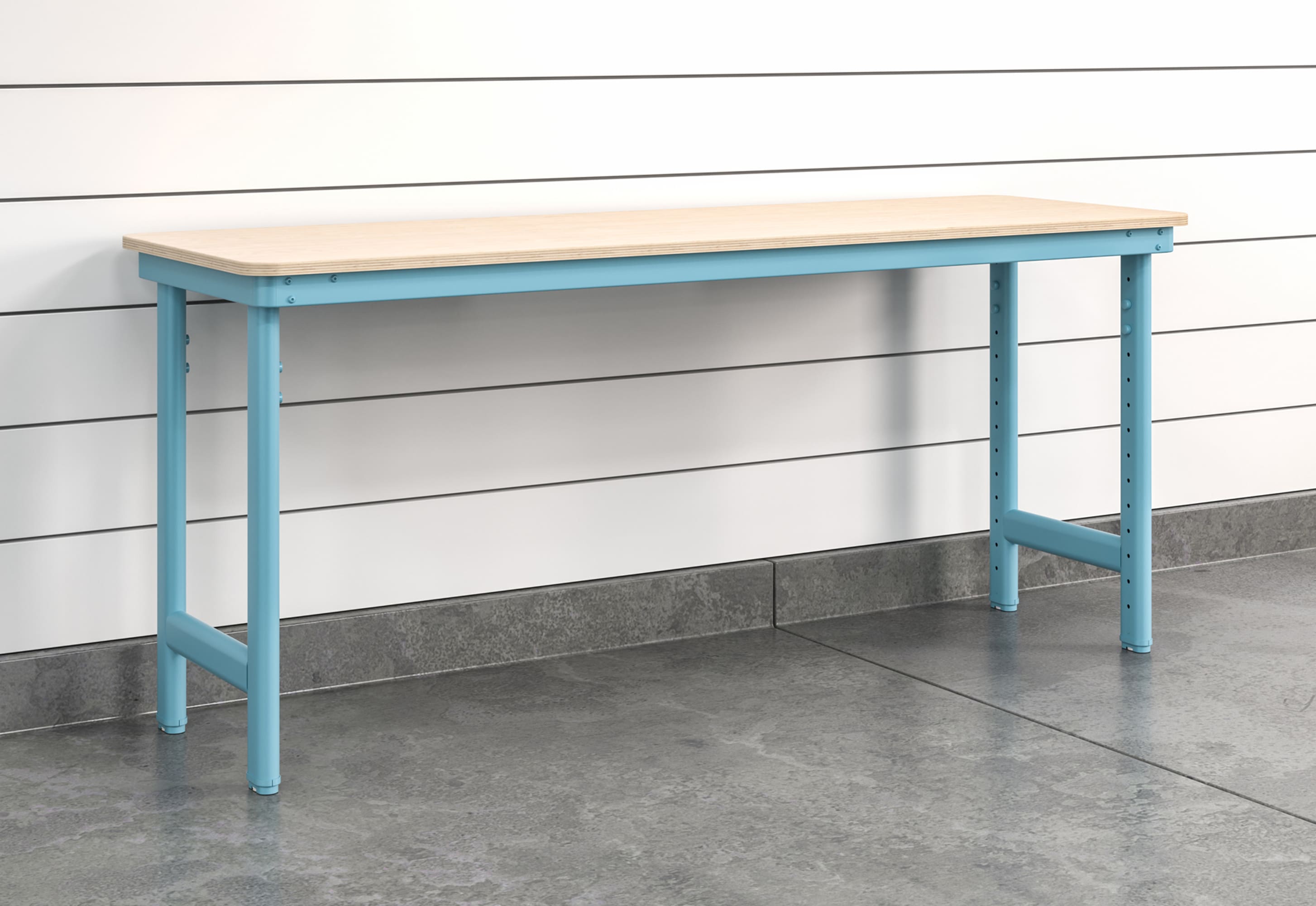 Mesa de trabajo Everest de acero azul moderno de 72 pulgadas de ancho x 32 pulgadas de alto Gabinete de almacenamiento utilitario independiente EWJ72BML