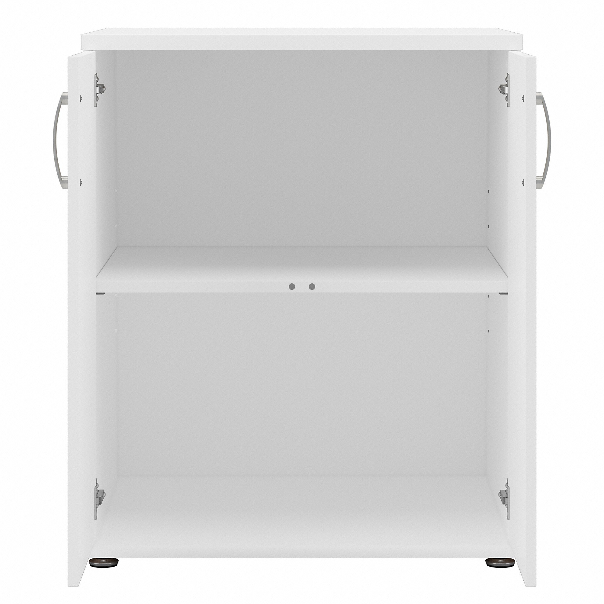 Gabinete de almacenamiento independiente de utilidad en madera compuesta blanca de 28.3464 pulgadas de ancho x 33.9763 pulgadas de alto de Bush Business Furniture