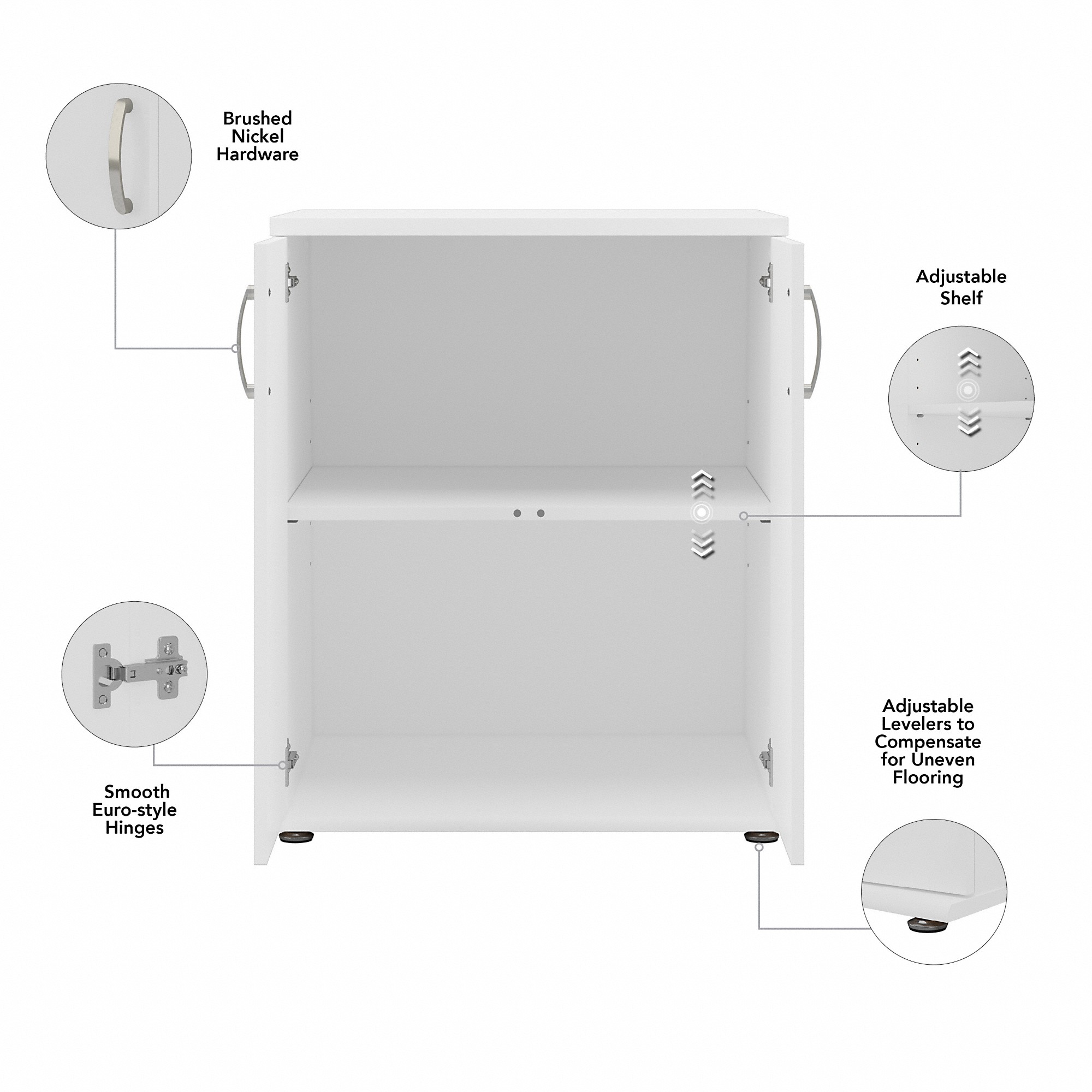 Gabinete de almacenamiento independiente de utilidad en madera compuesta blanca de 28.3464 pulgadas de ancho x 33.9763 pulgadas de alto de Bush Business Furniture