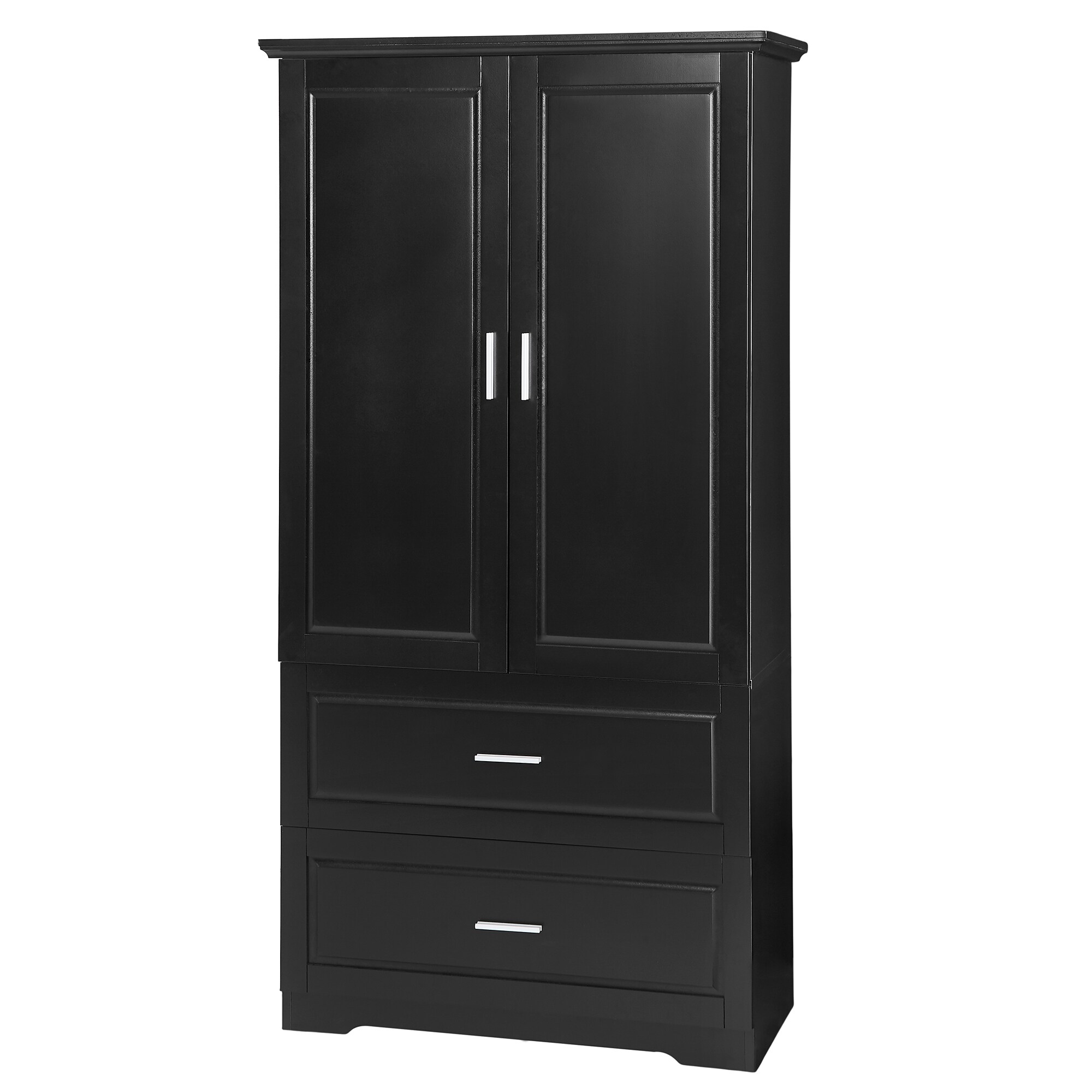 Gabinete de almacenamiento utilitario independiente negro de MDF Siavonce de 32 pulgadas de ancho por 63.2 pulgadas de alto XH60023