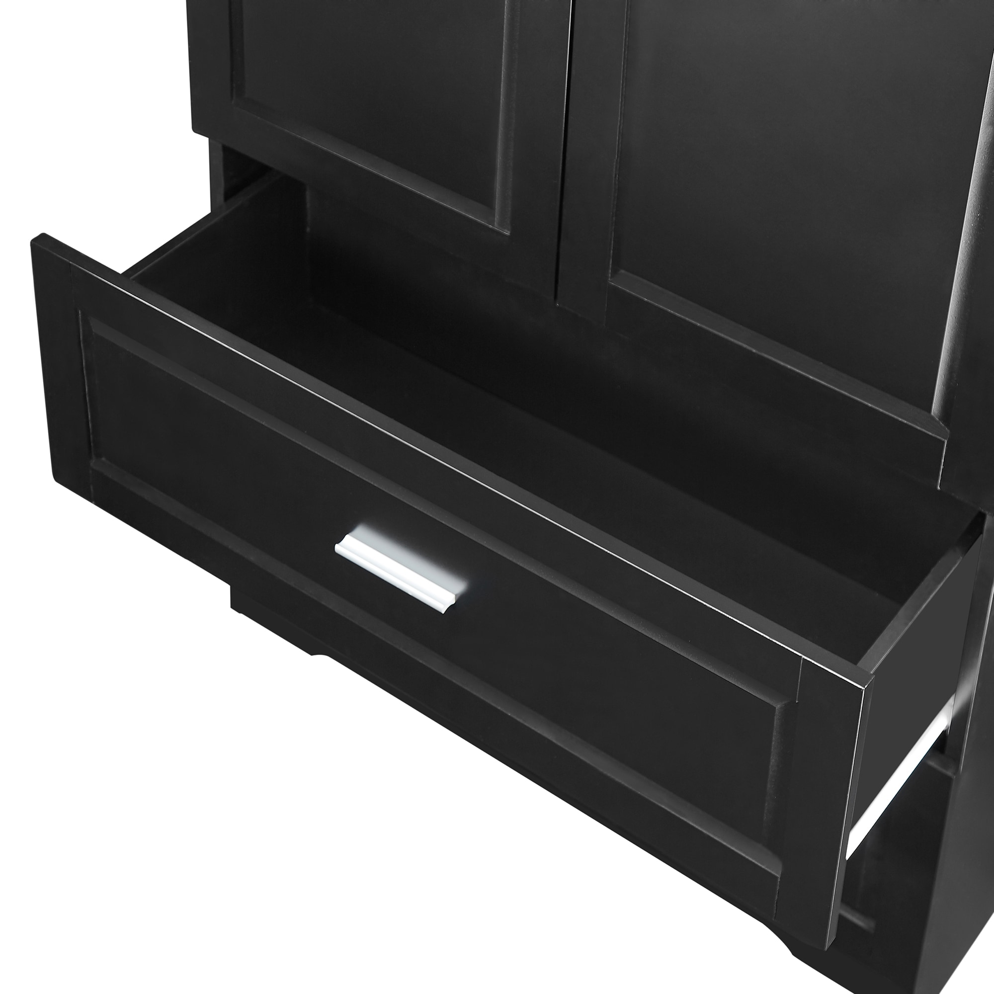 Gabinete de almacenamiento utilitario independiente negro de MDF Siavonce de 32 pulgadas de ancho por 63.2 pulgadas de alto XH60023
