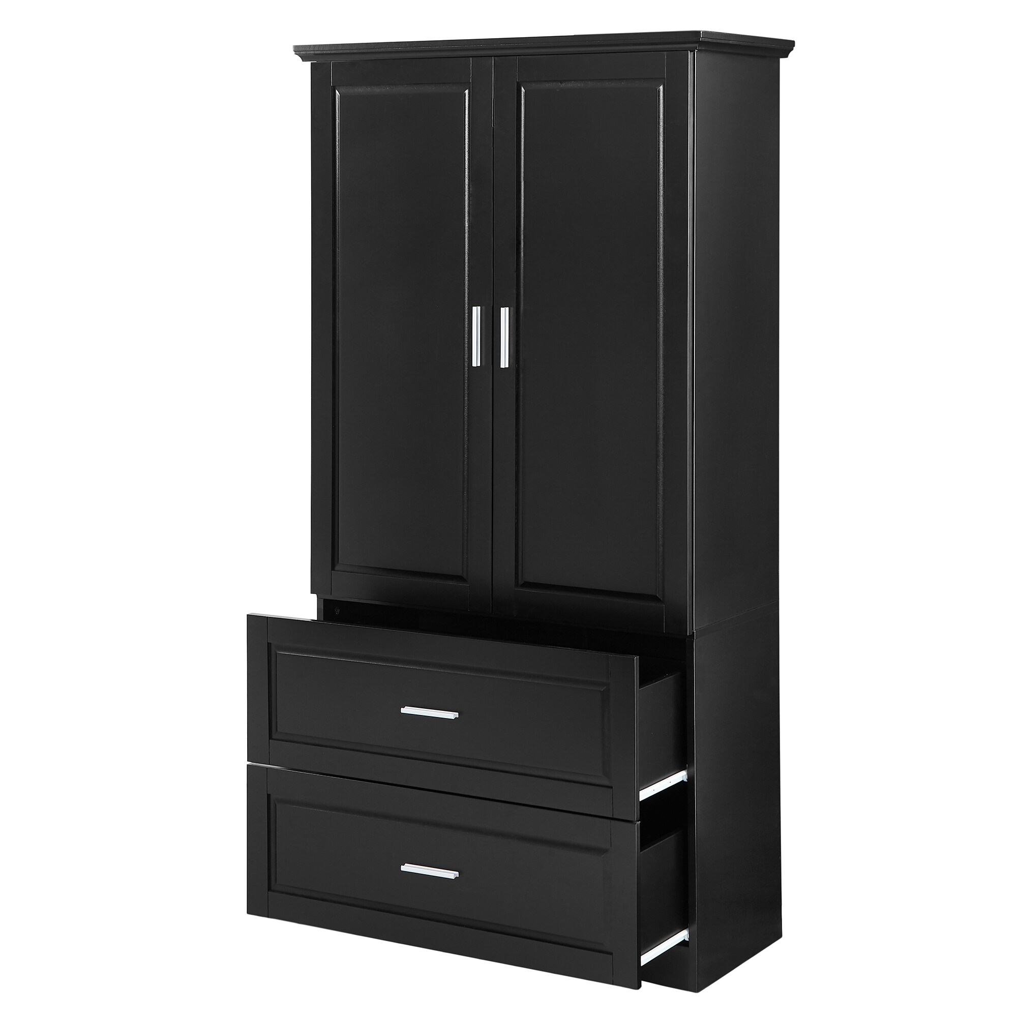 Gabinete de almacenamiento utilitario independiente negro de MDF Siavonce de 32 pulgadas de ancho por 63.2 pulgadas de alto XH60023