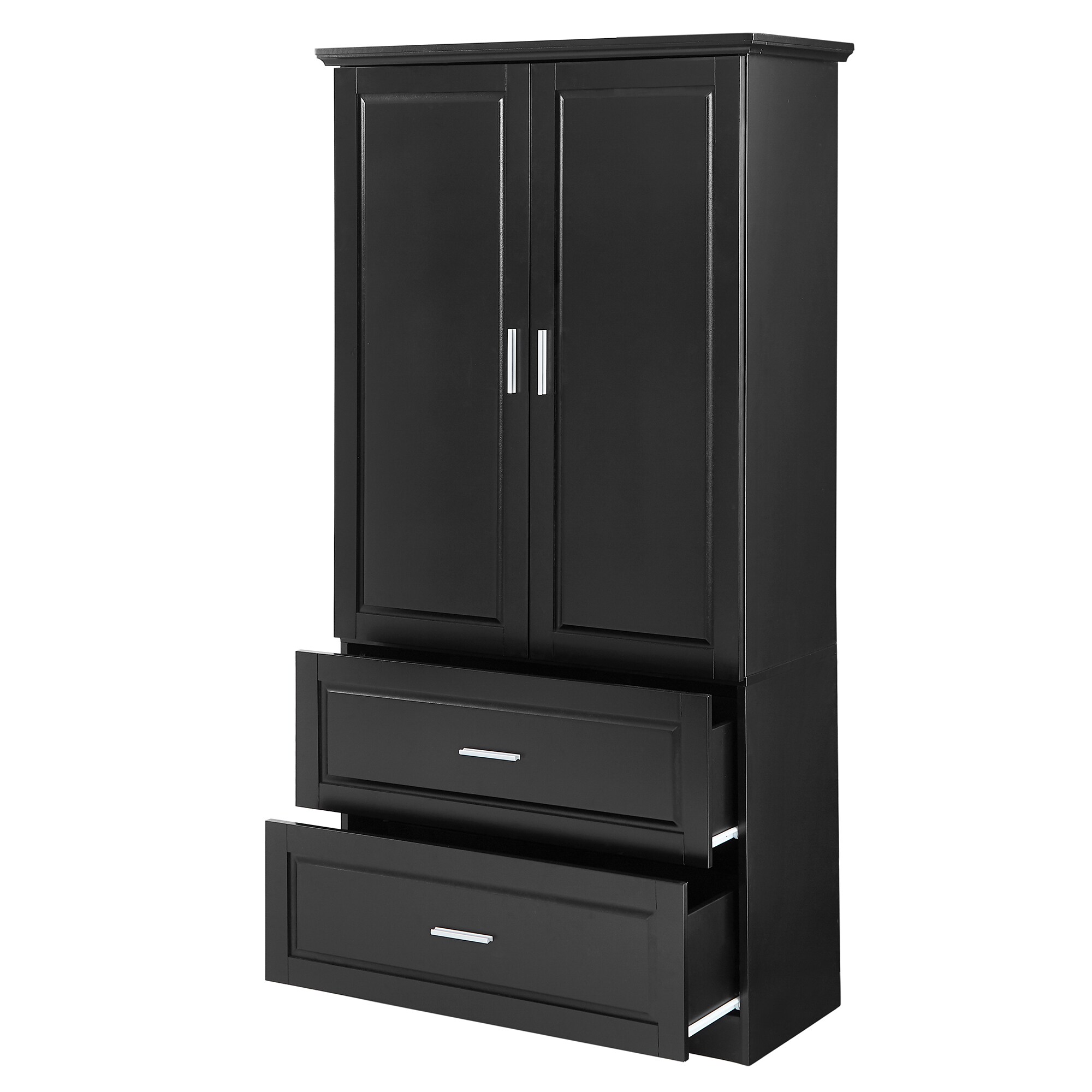 Gabinete de almacenamiento utilitario independiente negro de MDF Siavonce de 32 pulgadas de ancho por 63.2 pulgadas de alto XH60023