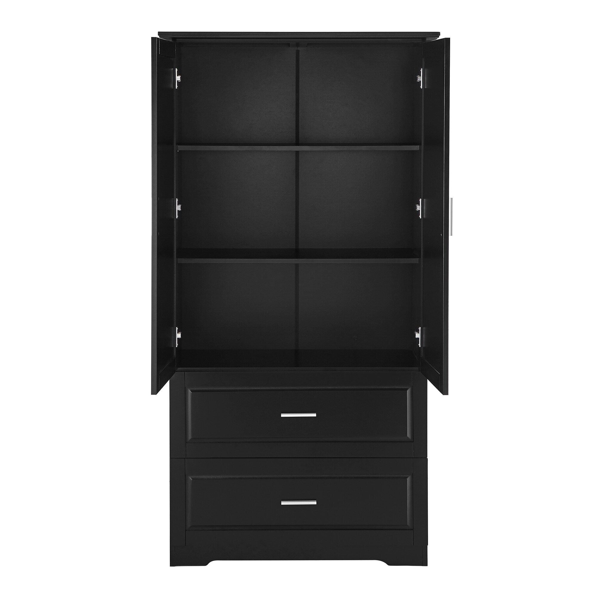 Gabinete de almacenamiento utilitario independiente negro de MDF Siavonce de 32 pulgadas de ancho por 63.2 pulgadas de alto XH60023