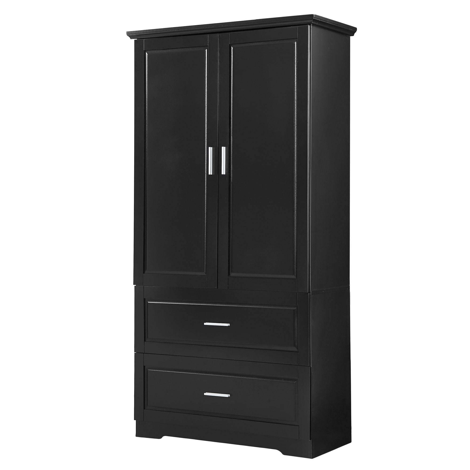 Gabinete de almacenamiento utilitario independiente negro de MDF Siavonce de 32 pulgadas de ancho por 63.2 pulgadas de alto XH60023