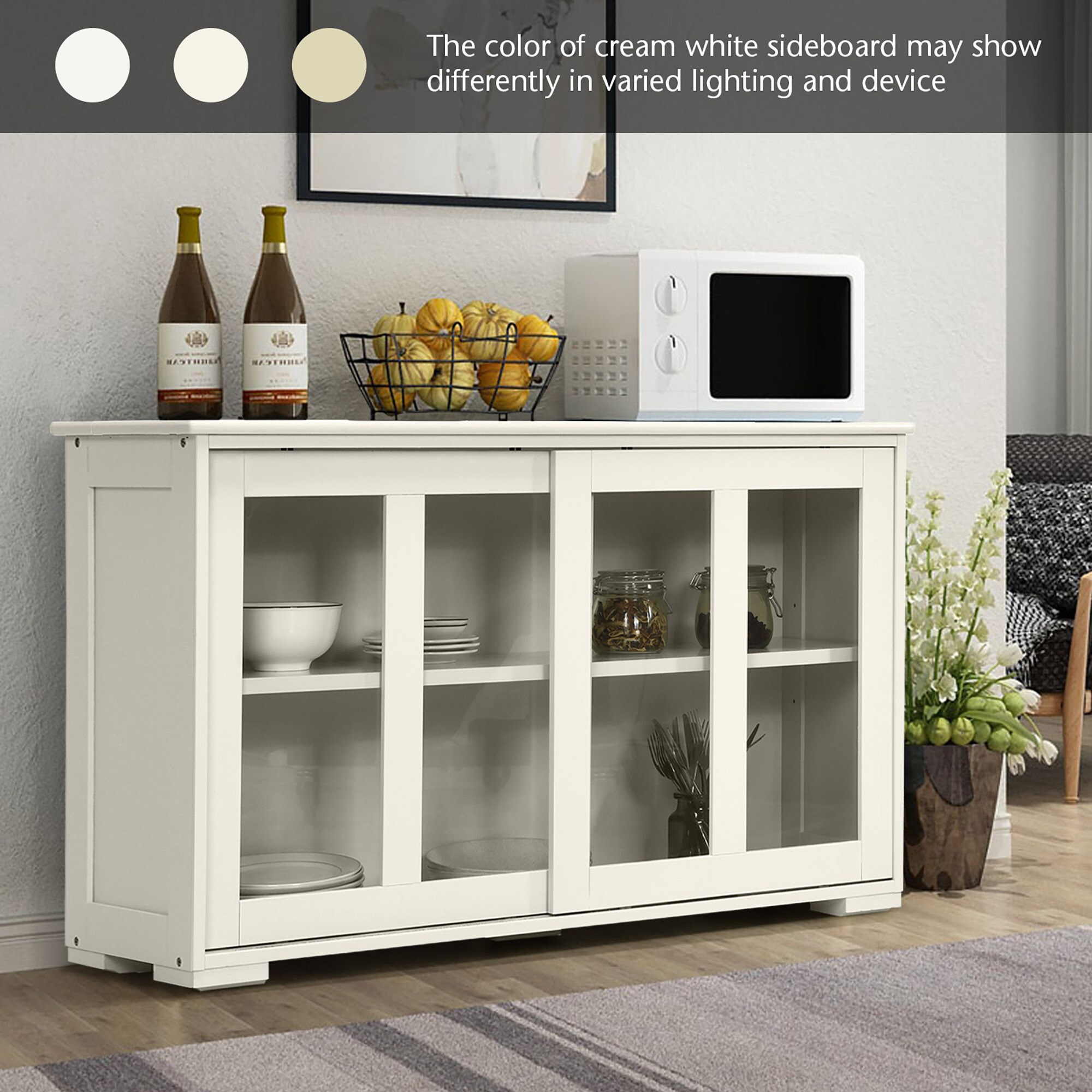Gabinete de almacenamiento utilitario independiente de MDF blanco crema de 13 pulgadas de ancho x 24.5 pulgadas de alto de Costway SXL00061