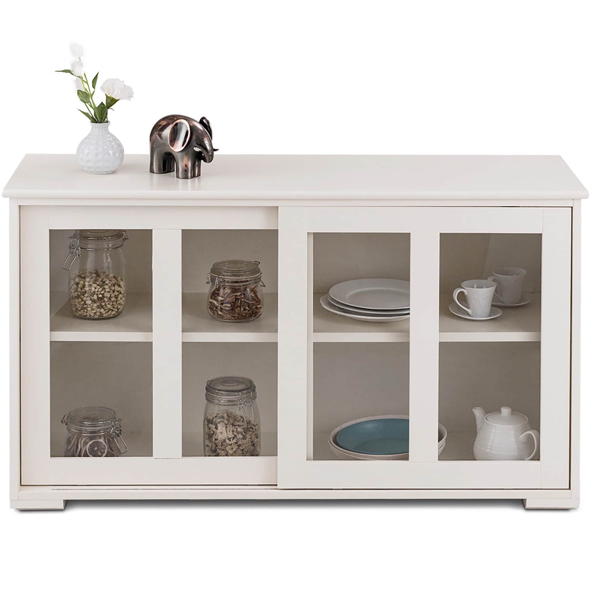Gabinete de almacenamiento utilitario independiente de MDF blanco crema de 13 pulgadas de ancho x 24.5 pulgadas de alto de Costway SXL00061