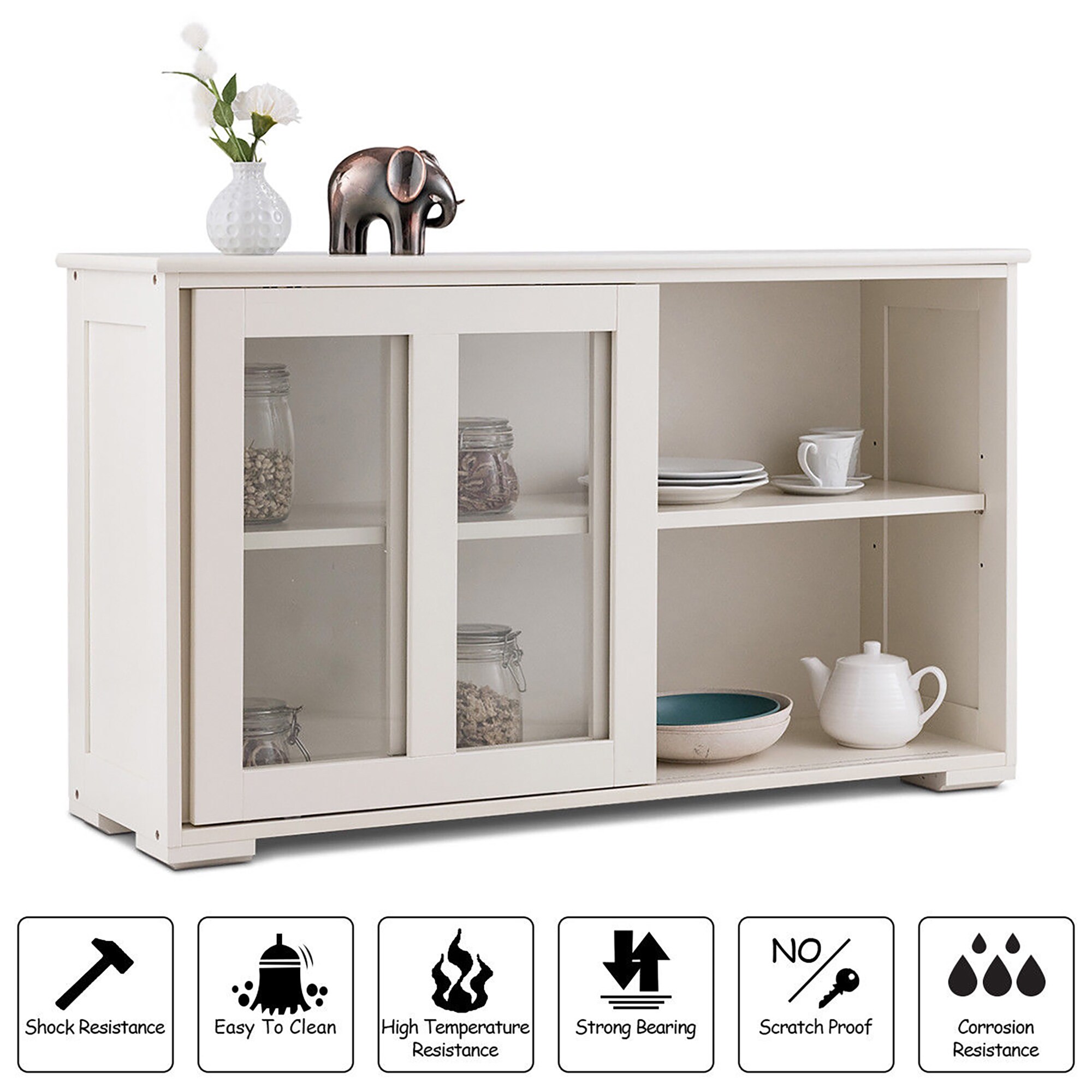 Gabinete de almacenamiento utilitario independiente de MDF blanco crema de 13 pulgadas de ancho x 24.5 pulgadas de alto de Costway SXL00061