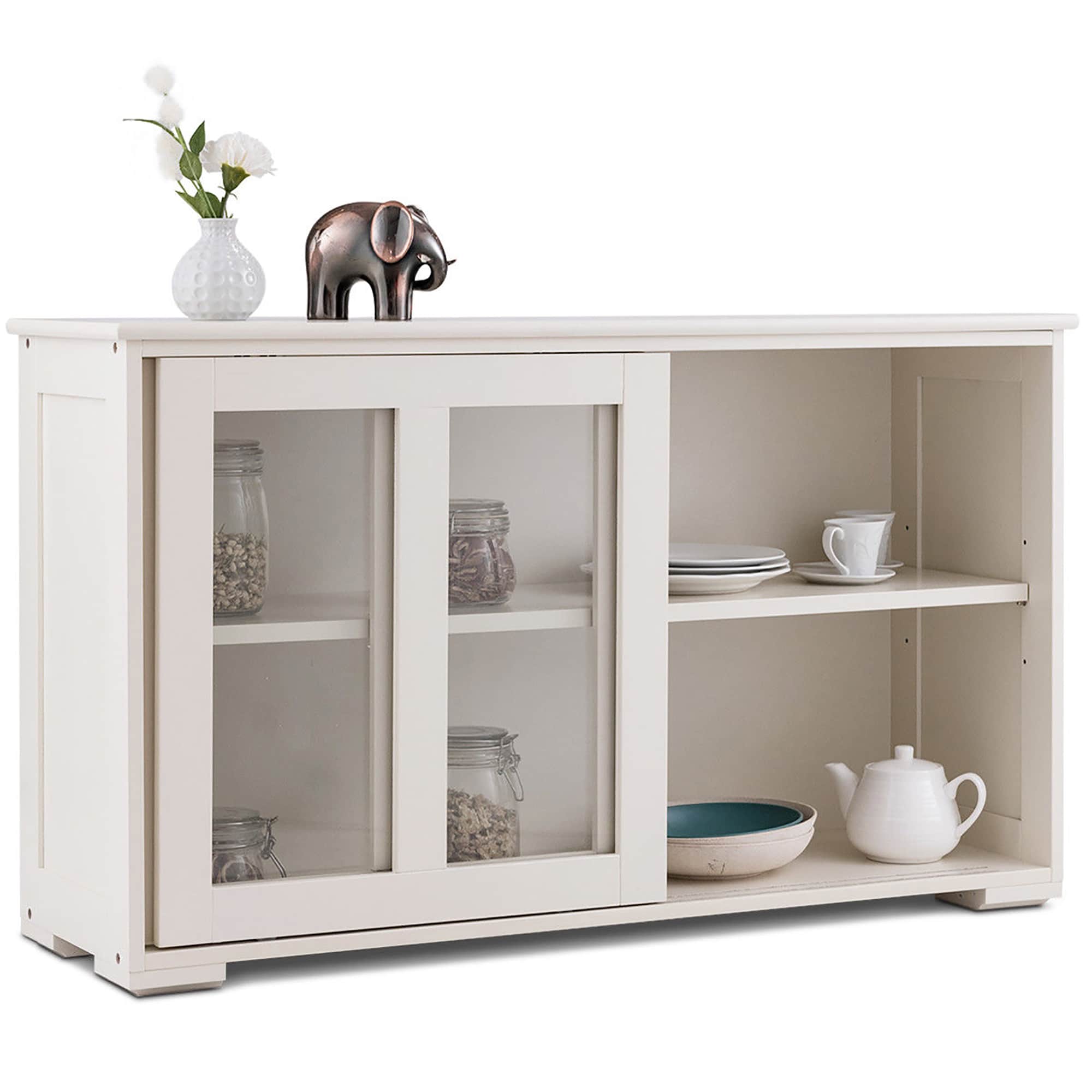 Gabinete de almacenamiento utilitario independiente de MDF blanco crema de 13 pulgadas de ancho x 24.5 pulgadas de alto de Costway SXL00061