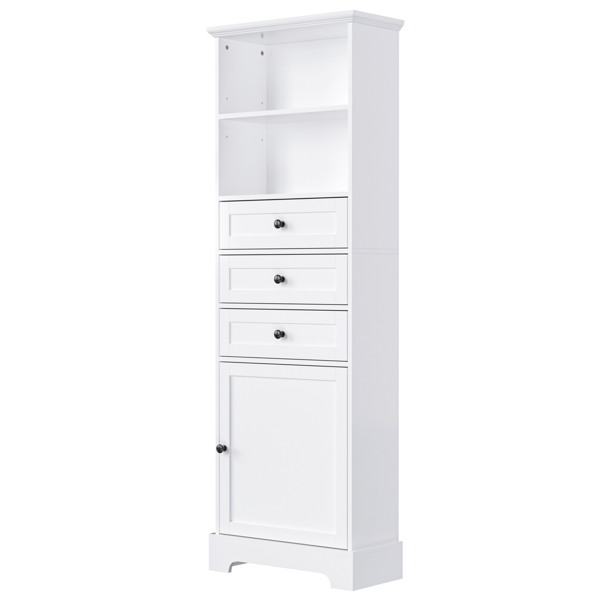 Gabinete de Almacenamiento Utilitario Blanco Independiente de MDF Siavonce de 22 pulgadas de ancho x 67.3 pulgadas de alto XH62453