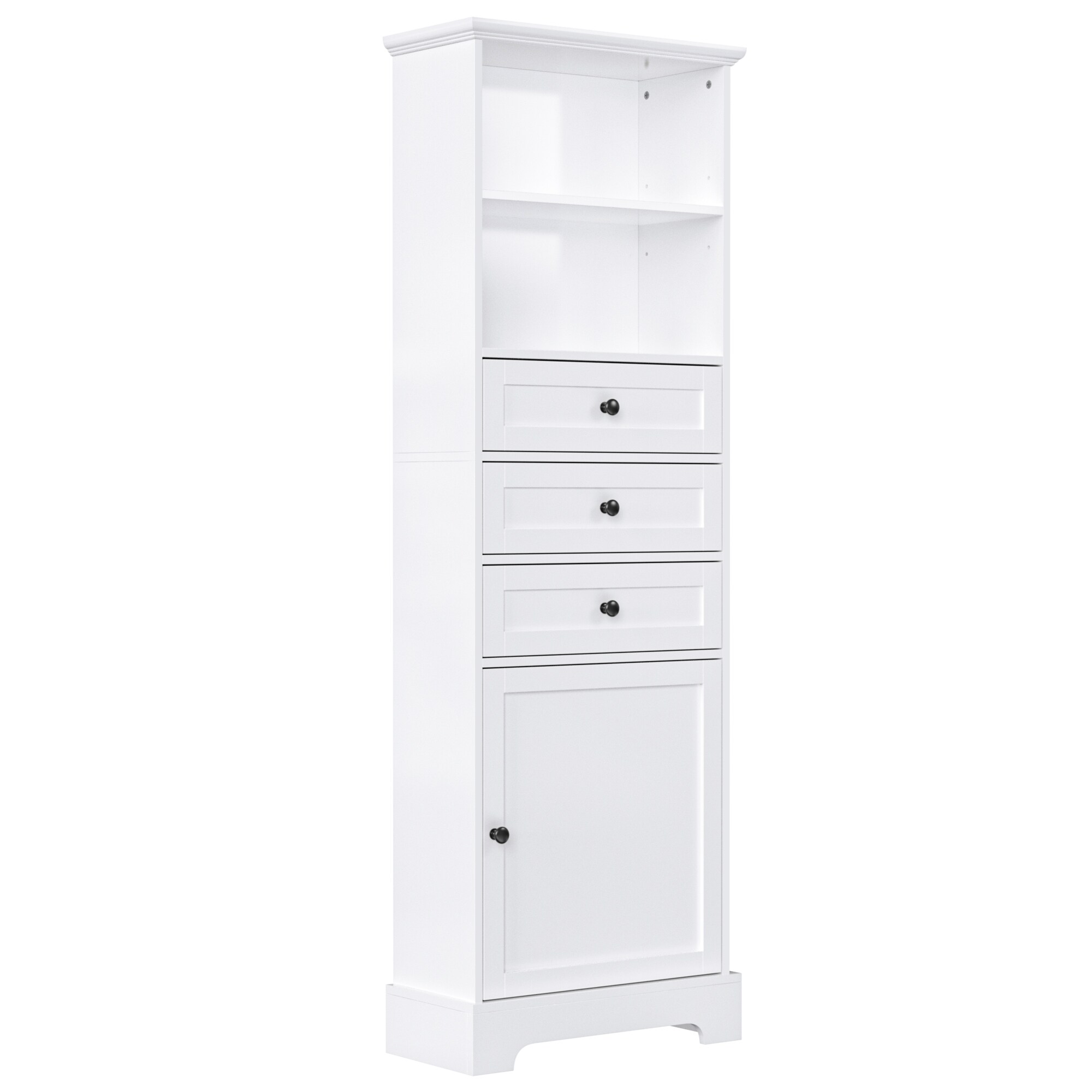 Gabinete de Almacenamiento Utilitario Blanco Independiente de MDF Siavonce de 22 pulgadas de ancho x 67.3 pulgadas de alto XH62453