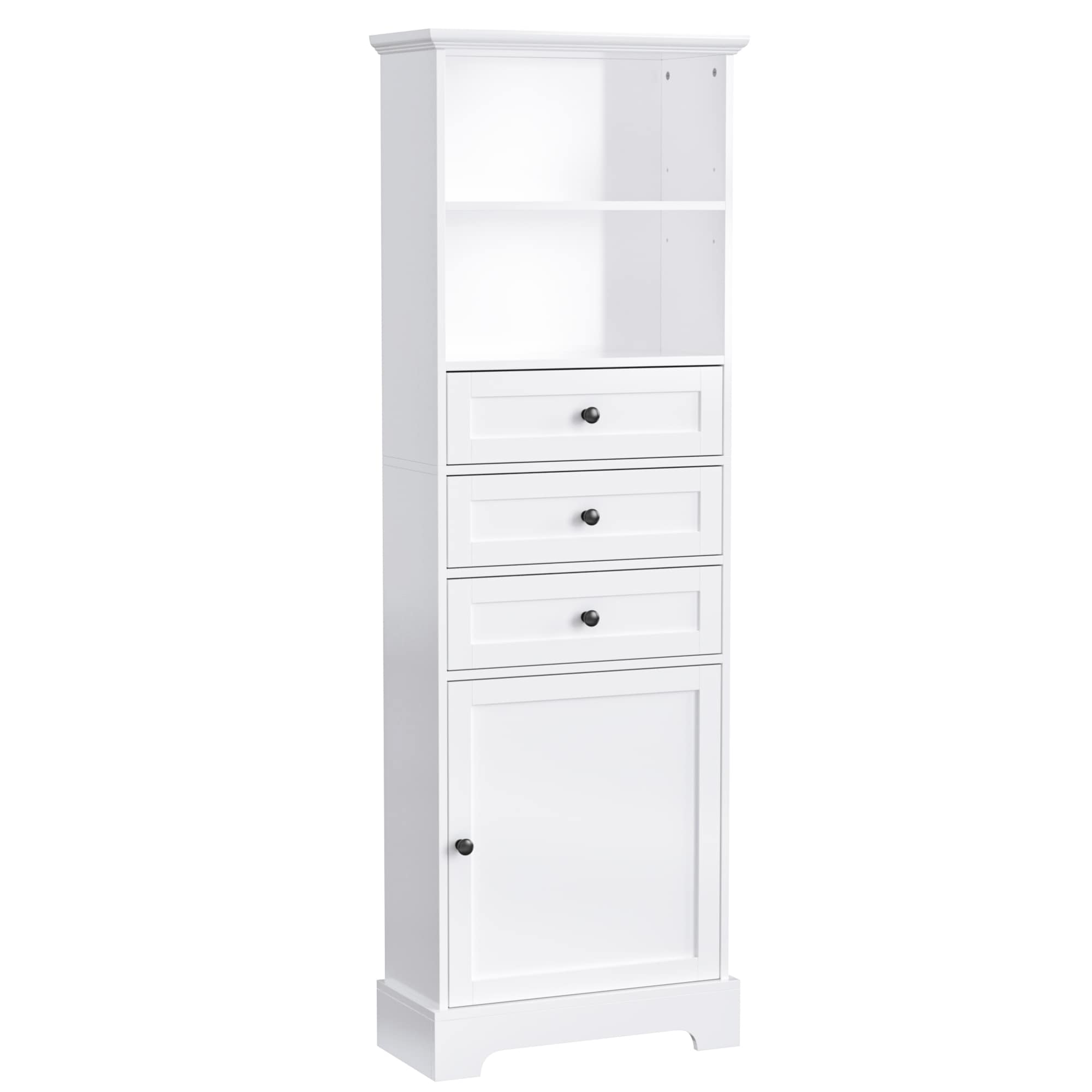 Gabinete de Almacenamiento Utilitario Blanco Independiente de MDF Siavonce de 22 pulgadas de ancho x 67.3 pulgadas de alto XH62453