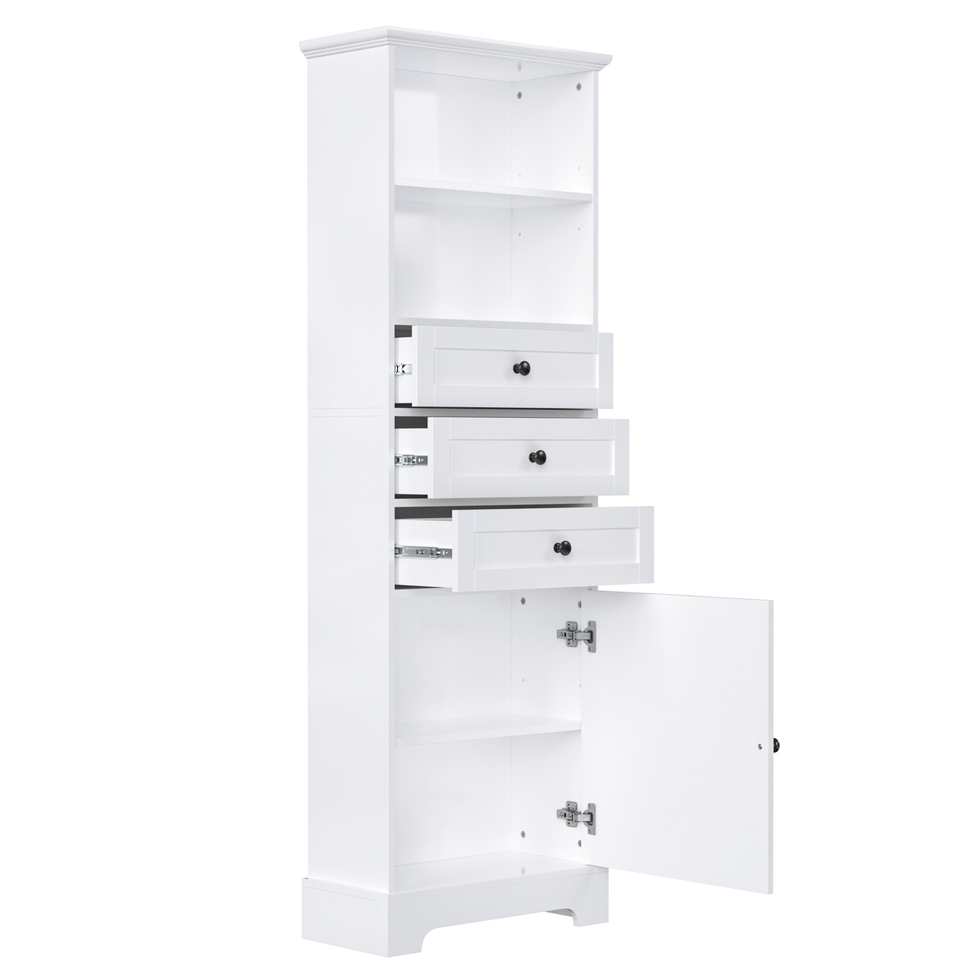 Gabinete de Almacenamiento Utilitario Blanco Independiente de MDF Siavonce de 22 pulgadas de ancho x 67.3 pulgadas de alto XH62453