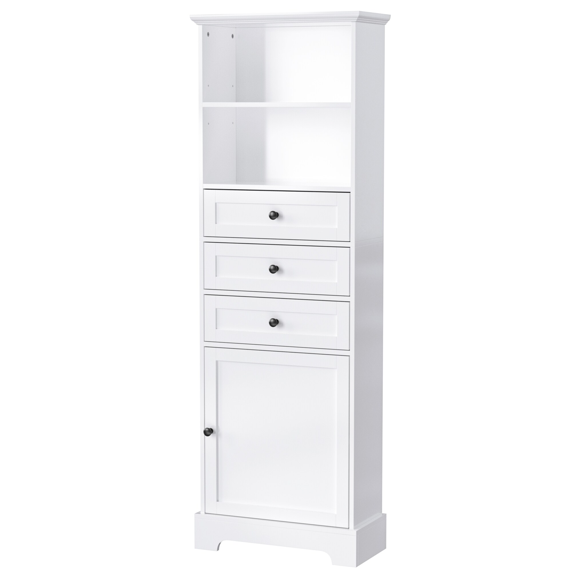 Gabinete de Almacenamiento Utilitario Blanco Independiente de MDF Siavonce de 22 pulgadas de ancho x 67.3 pulgadas de alto XH62453