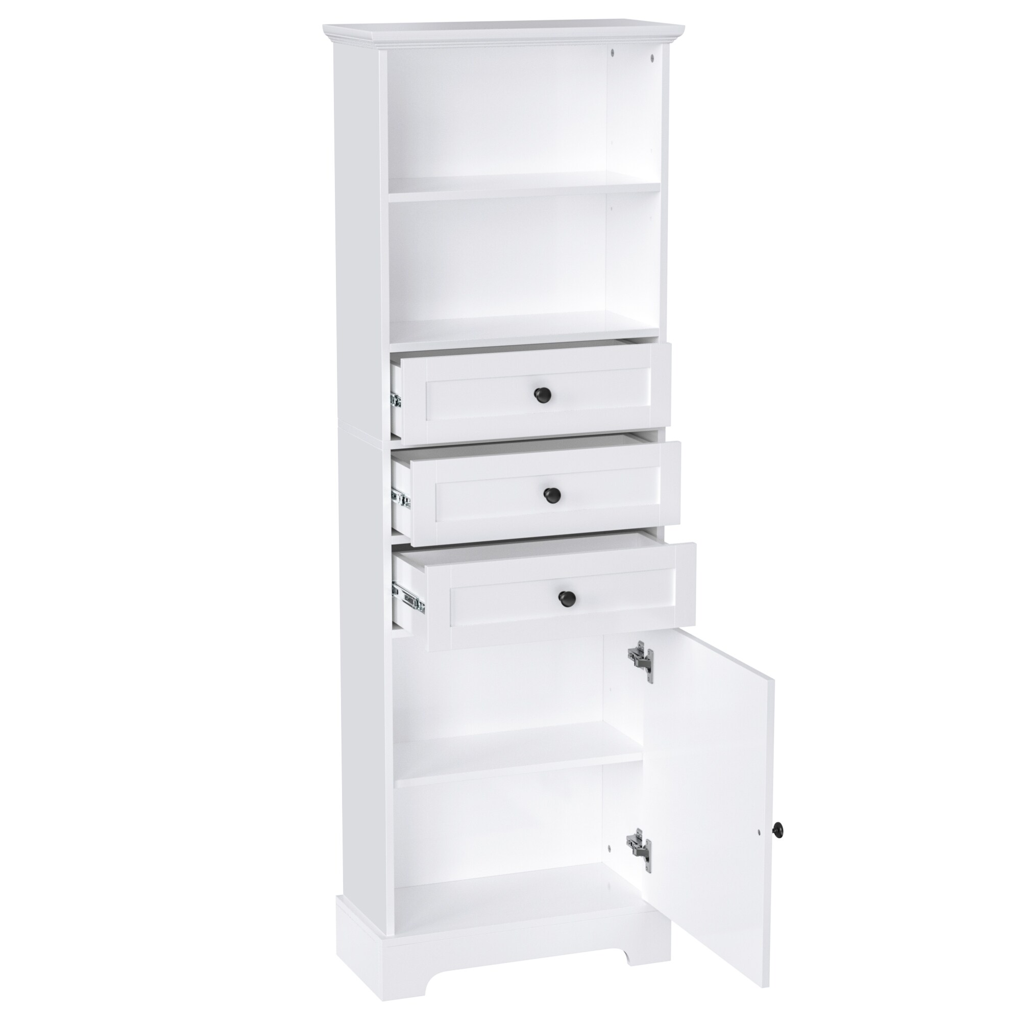 Gabinete de Almacenamiento Utilitario Blanco Independiente de MDF Siavonce de 22 pulgadas de ancho x 67.3 pulgadas de alto XH62453
