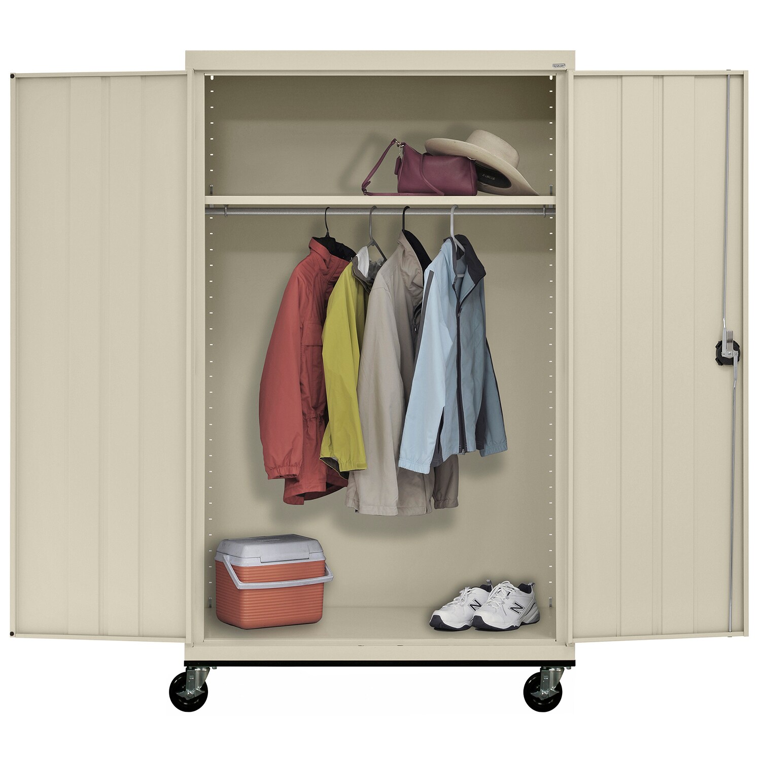 Gabinete de garaje independiente de acero en color café/beige de Sandusky de 46 pulgadas de ancho x 78 pulgadas de alto x 24 pulgadas de profundidad TAWR462472-07