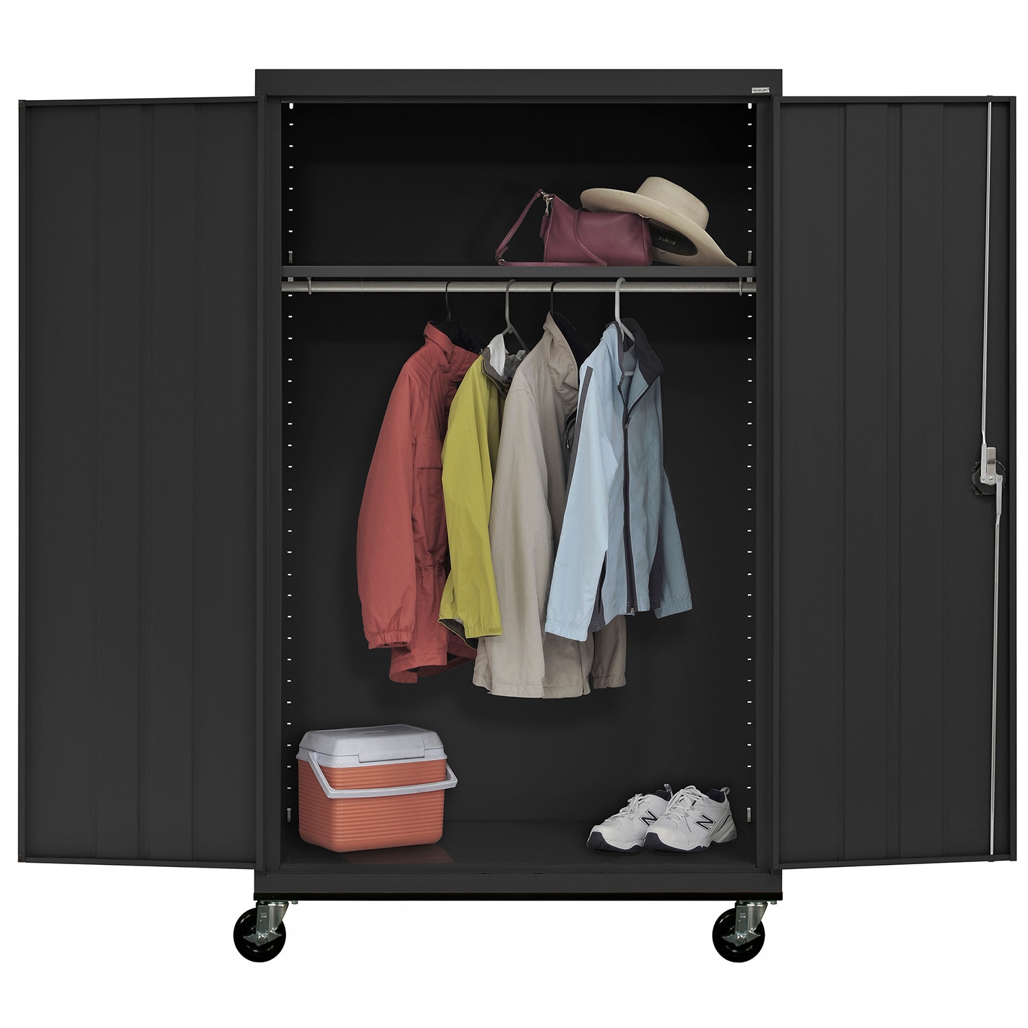 Gabinete de garaje de acero independiente en negro de 46 pulgadas de ancho x 78 pulgadas de alto x 24 pulgadas de profundidad Sandusky TAWR462472-09