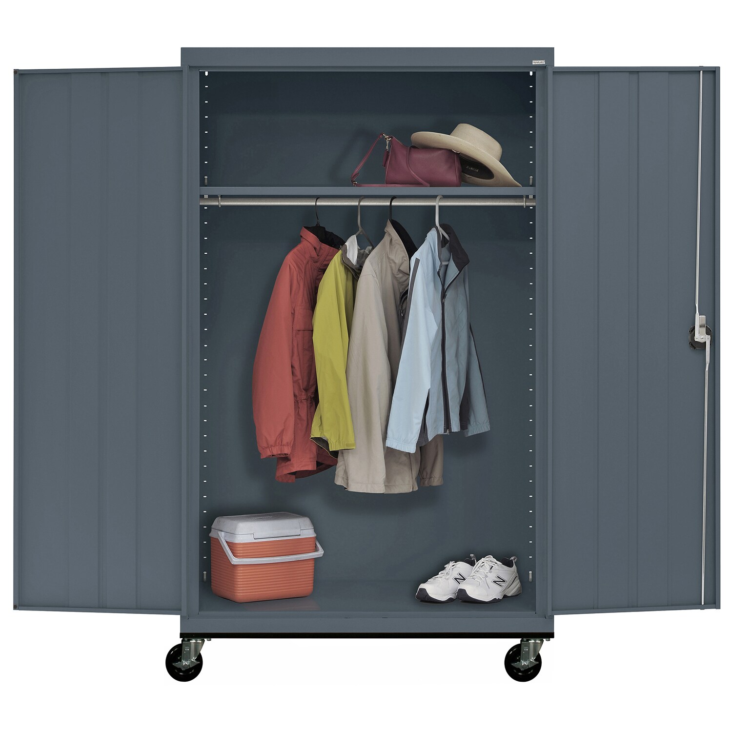 Gabinete de garaje independiente de acero en gris de 46 pulgadas de ancho x 78 pulgadas de alto x 24 pulgadas de profundidad Sandusky TAWR462472-02
