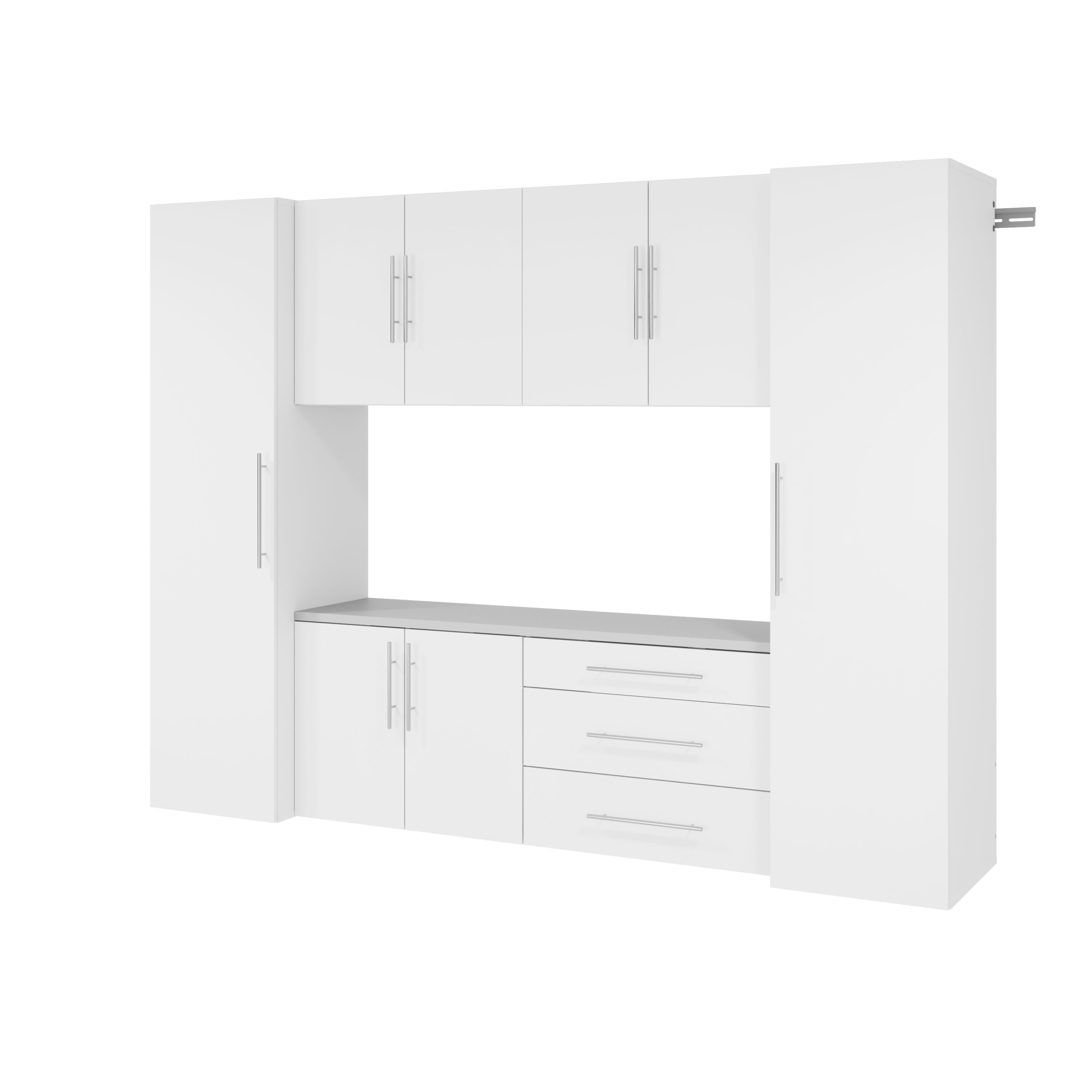 Sistema de almacenamiento para garaje HangUps Blanco de madera compuesta de 6 gabinetes Prepac de 96 pulgadas de ancho x 72 pulgadas de alto x 20 pulgadas de profundidad WRGW-0712-6M