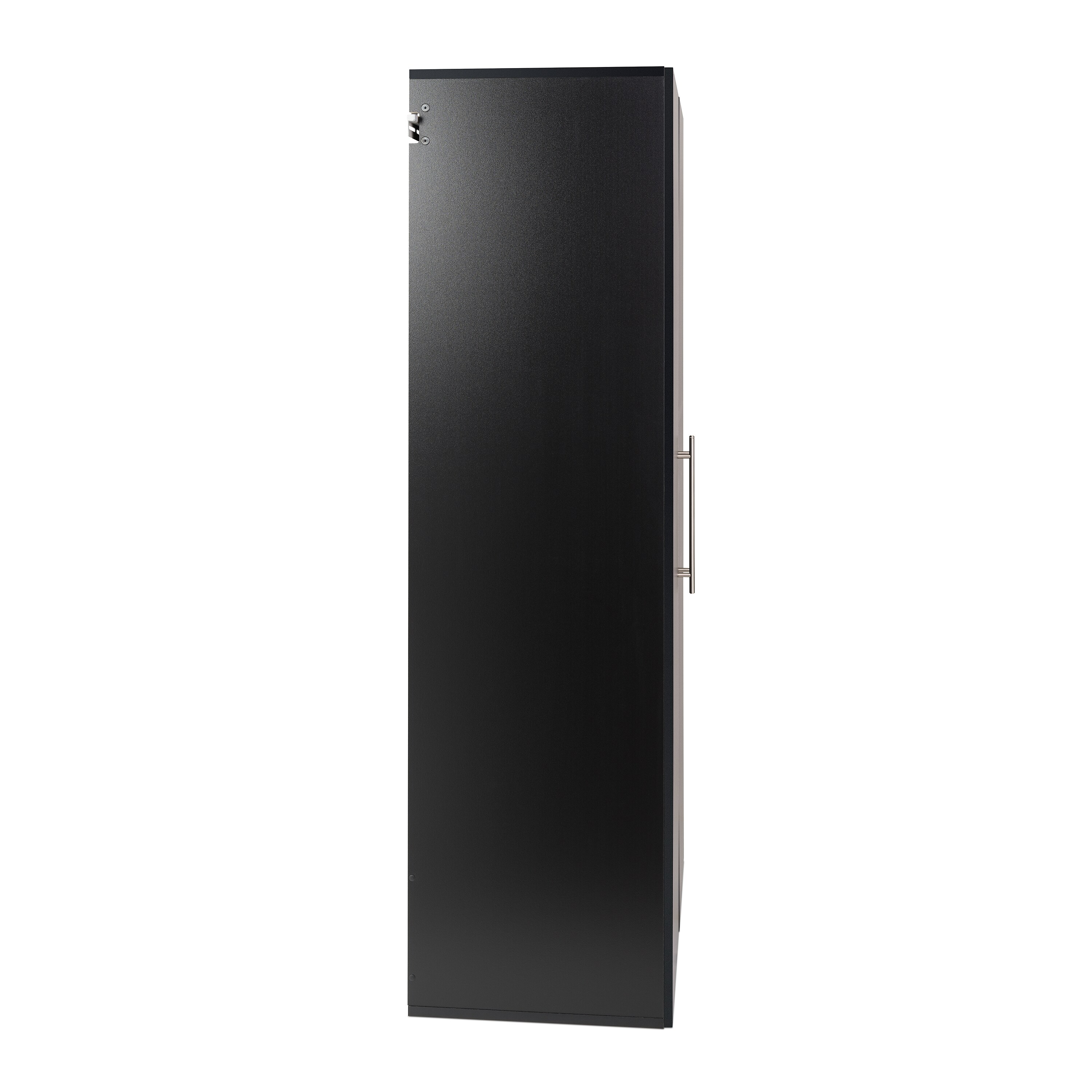 Gabinete de almacenamiento utilitario montado en la pared de madera compuesta negra de 36 pulg. de ancho x 72 pulg. de alto HangUps de Prepac