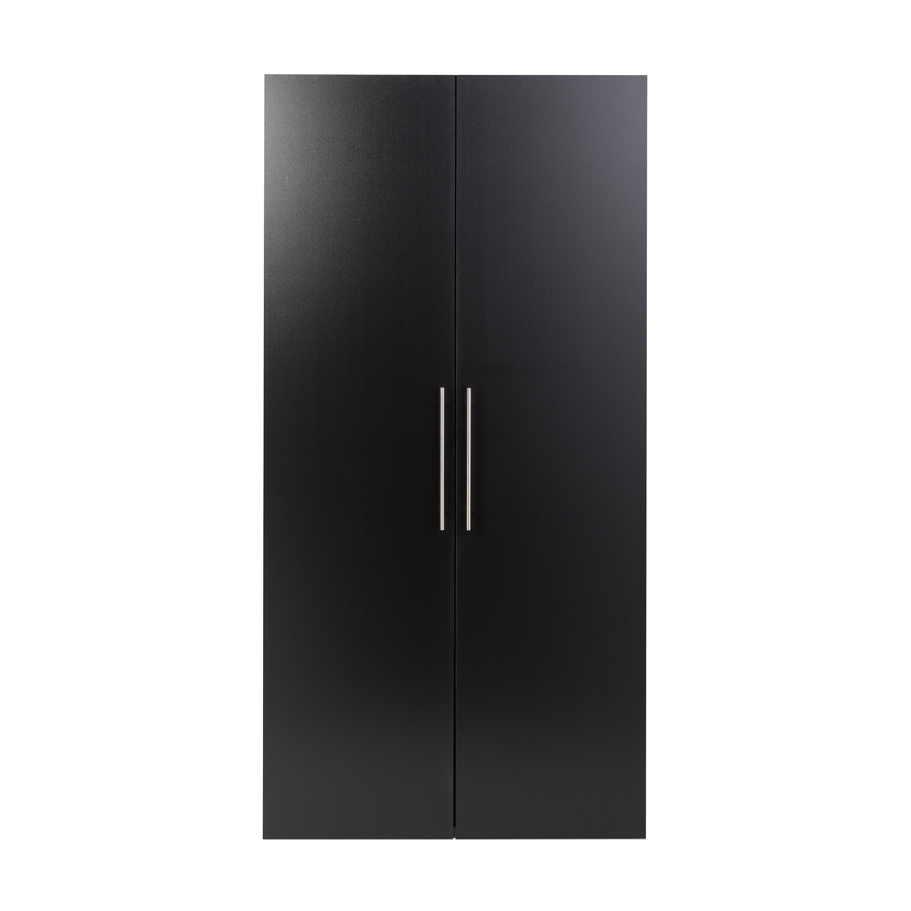 Gabinete de almacenamiento utilitario montado en la pared de madera compuesta negra de 36 pulg. de ancho x 72 pulg. de alto HangUps de Prepac