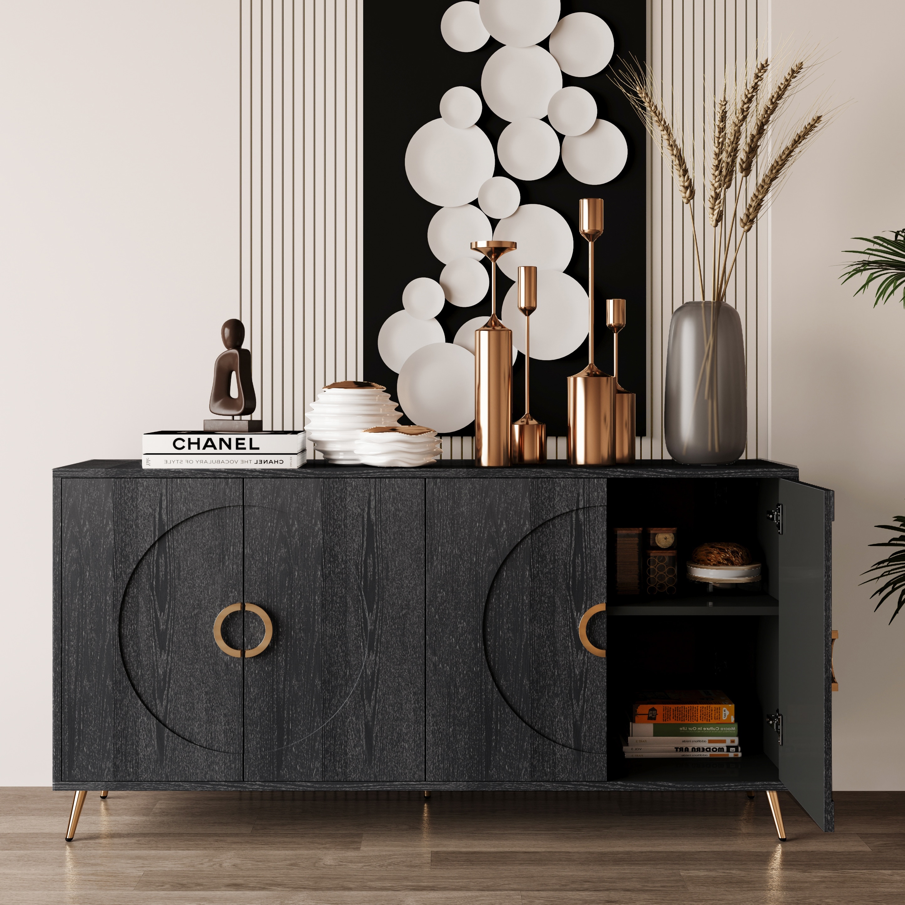 Gabinete de almacenamiento de utilidad negro independiente de MDF ZAKLOOP 15.74 pulgadas de ancho x 31 pulgadas de alto WU331S00083