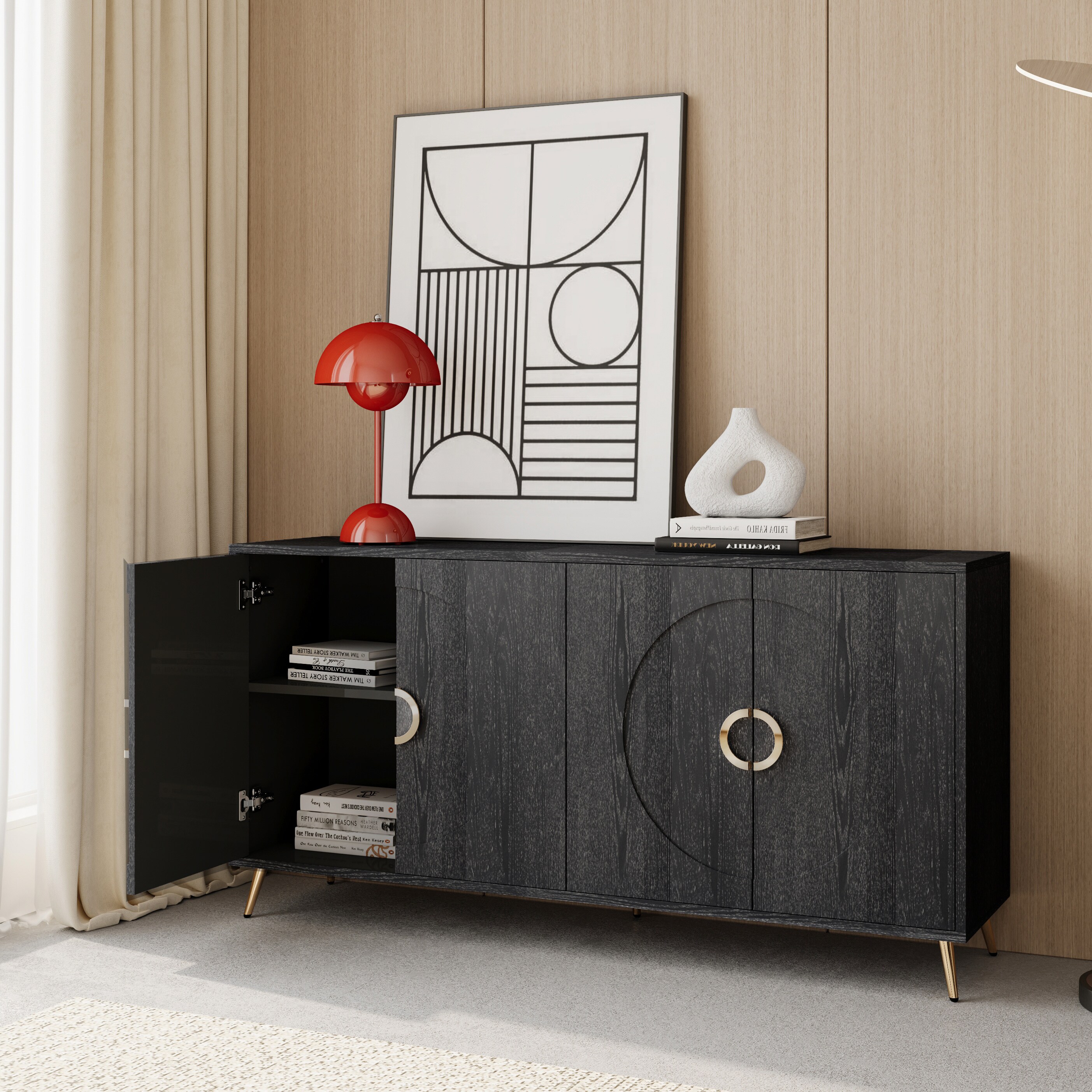 Gabinete de almacenamiento de utilidad negro independiente de MDF ZAKLOOP 15.74 pulgadas de ancho x 31 pulgadas de alto WU331S00083