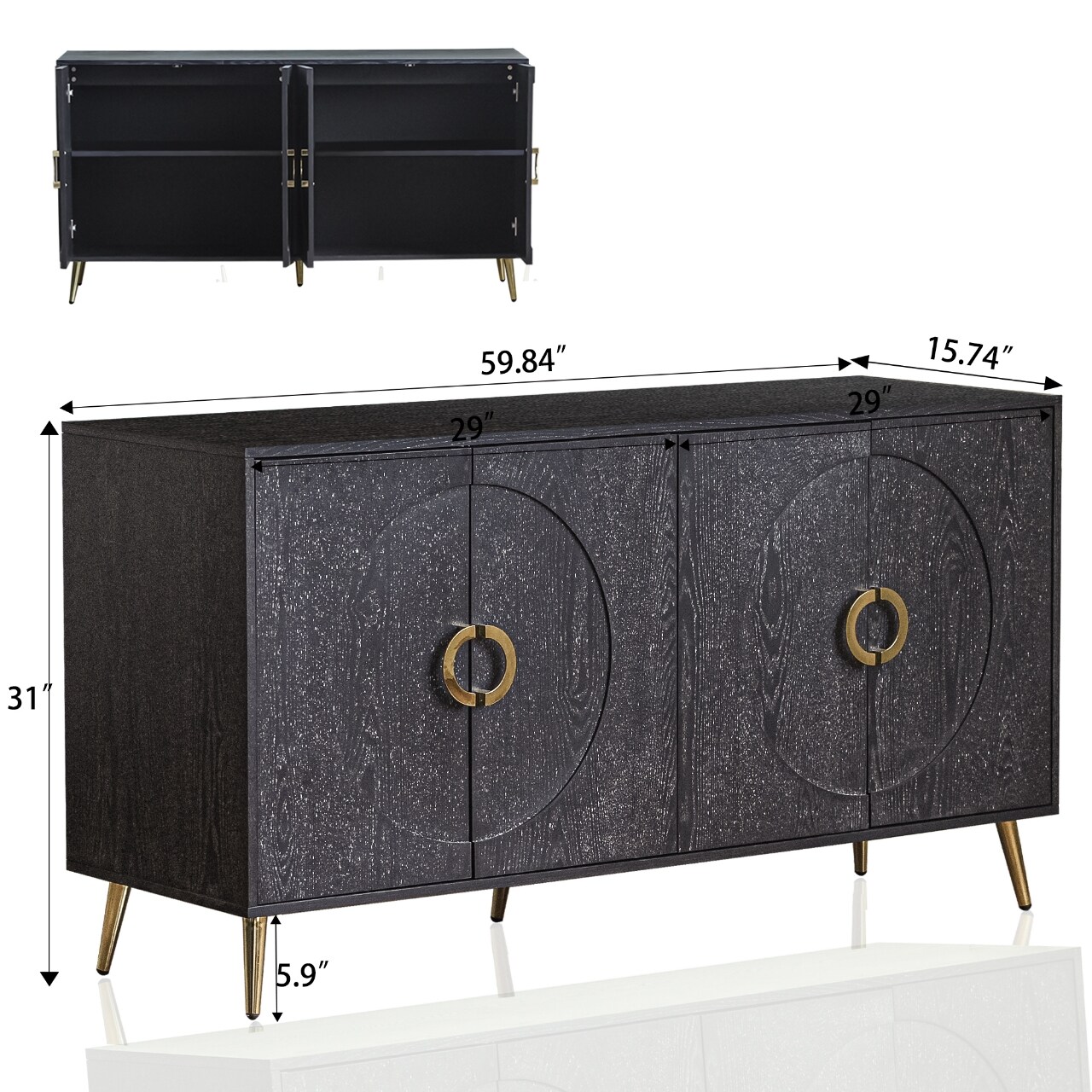 Gabinete de almacenamiento de utilidad negro independiente de MDF ZAKLOOP 15.74 pulgadas de ancho x 31 pulgadas de alto WU331S00083