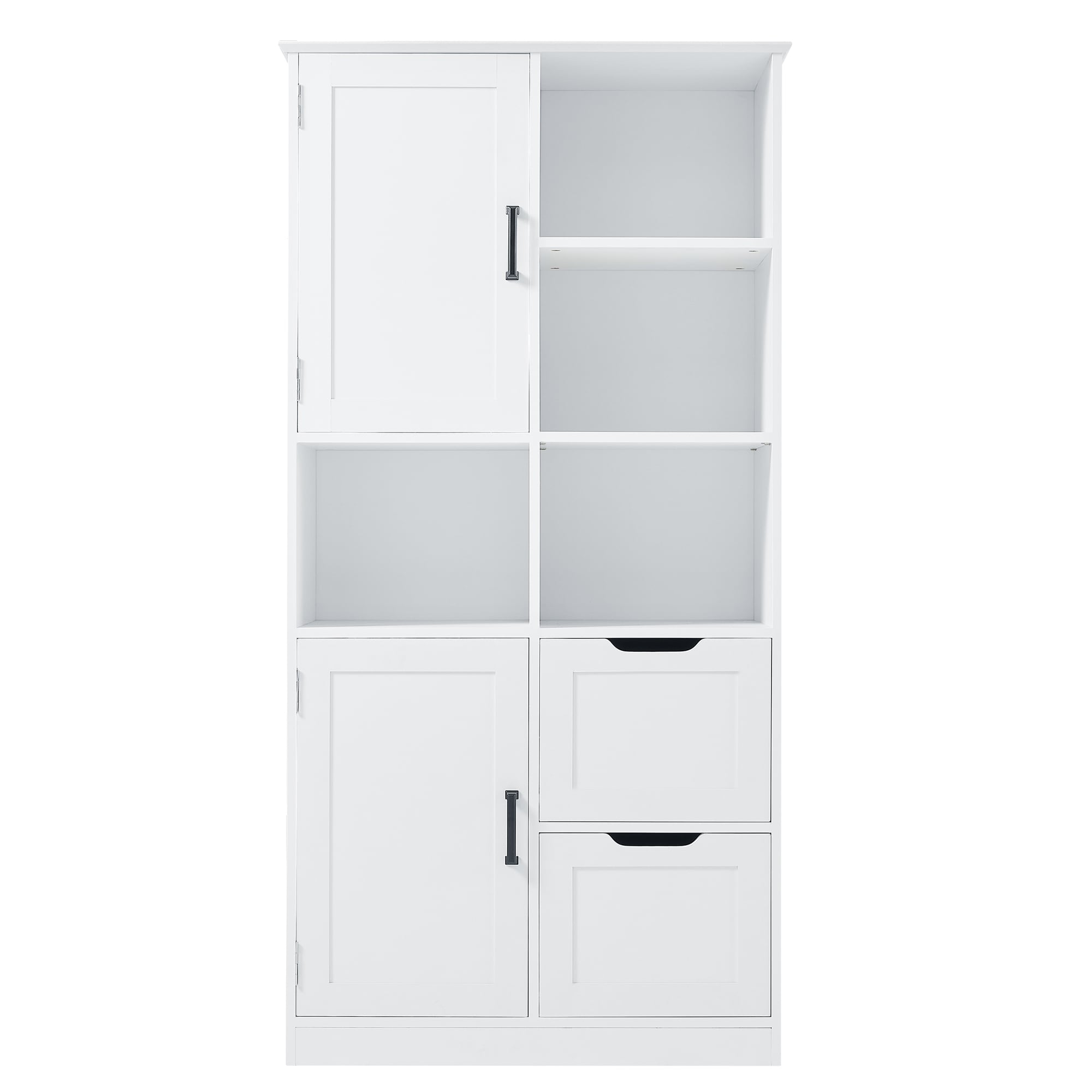 Gabinete de Almacenamiento Utilitario blanco de MDF Siavonce de 16 pulgadas de ancho x 62 pulgadas de alto, para montaje en pared o de pie.