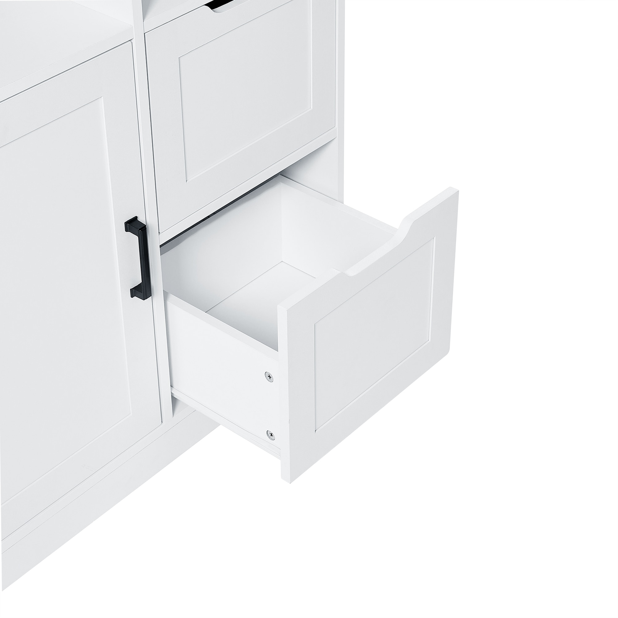 Gabinete de Almacenamiento Utilitario blanco de MDF Siavonce de 16 pulgadas de ancho x 62 pulgadas de alto, para montaje en pared o de pie.