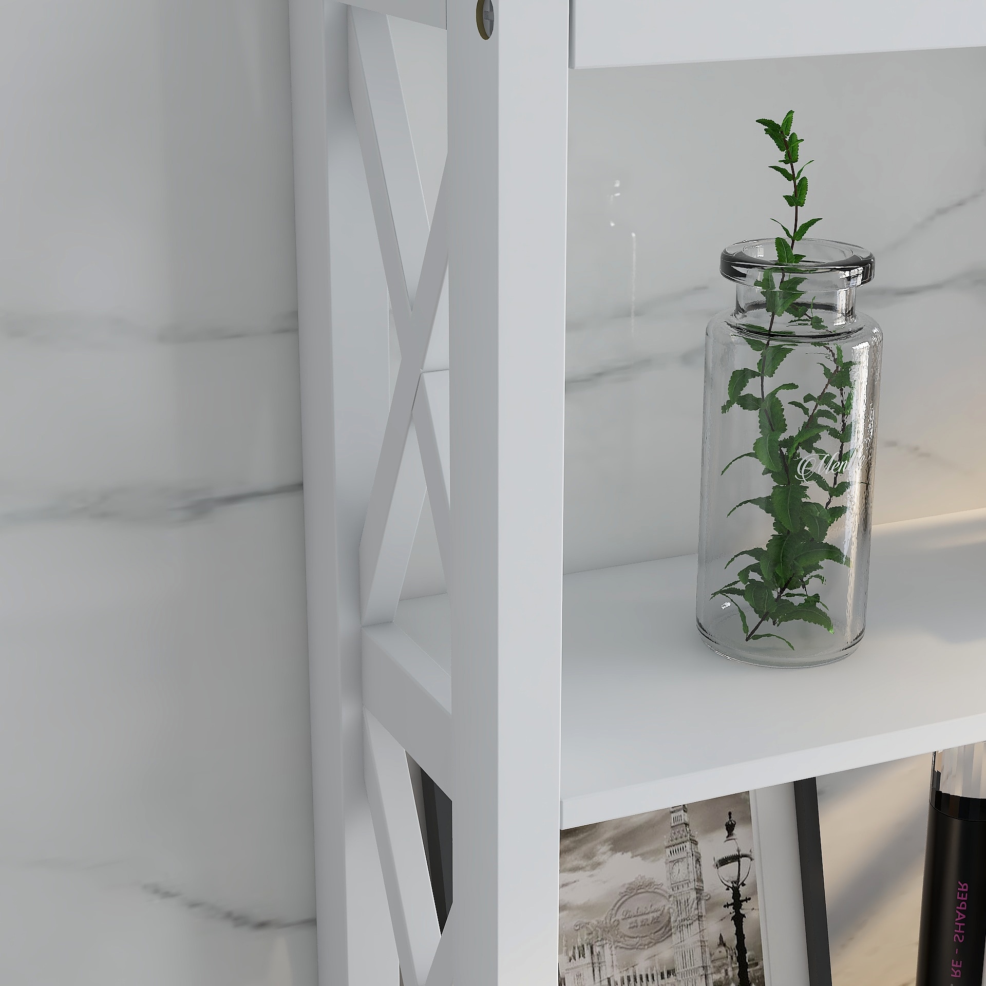 Gabinete de almacenamiento utilitario blanco independiente de MDF de 7.87 pulgadas de ancho x 64.96 pulgadas de alto ZAKLOOP WU1396P149668