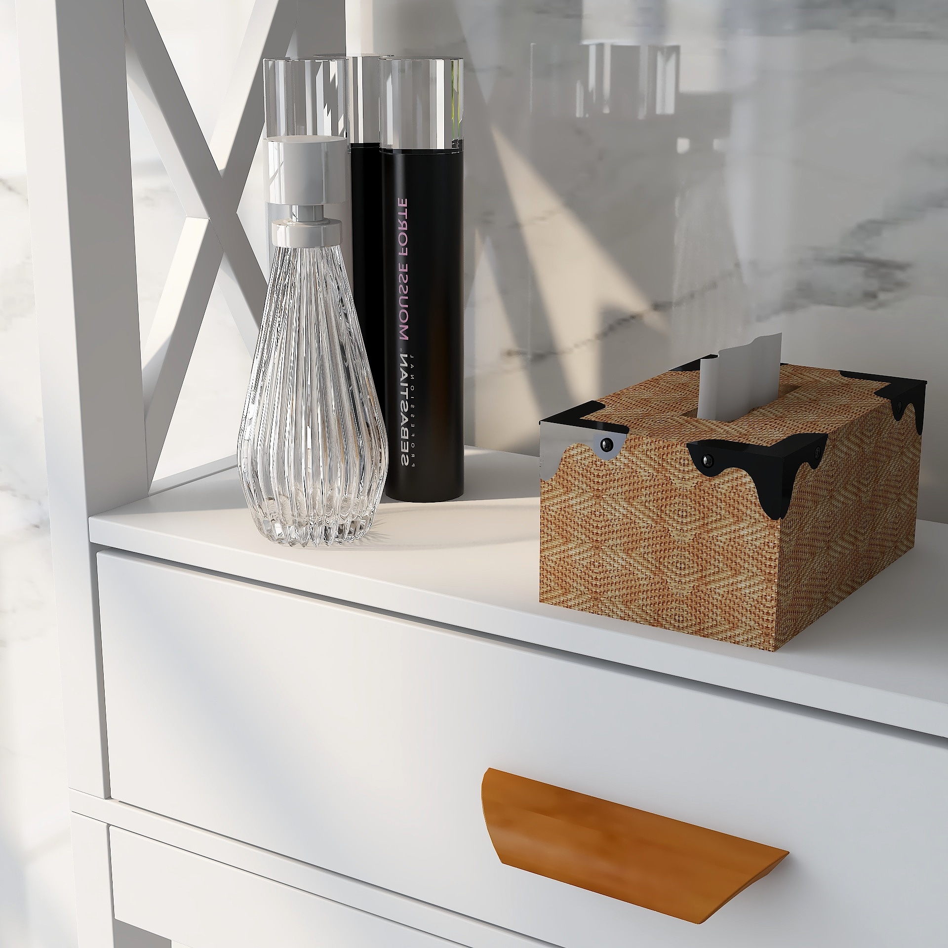 Gabinete de almacenamiento utilitario blanco independiente de MDF de 7.87 pulgadas de ancho x 64.96 pulgadas de alto ZAKLOOP WU1396P149668