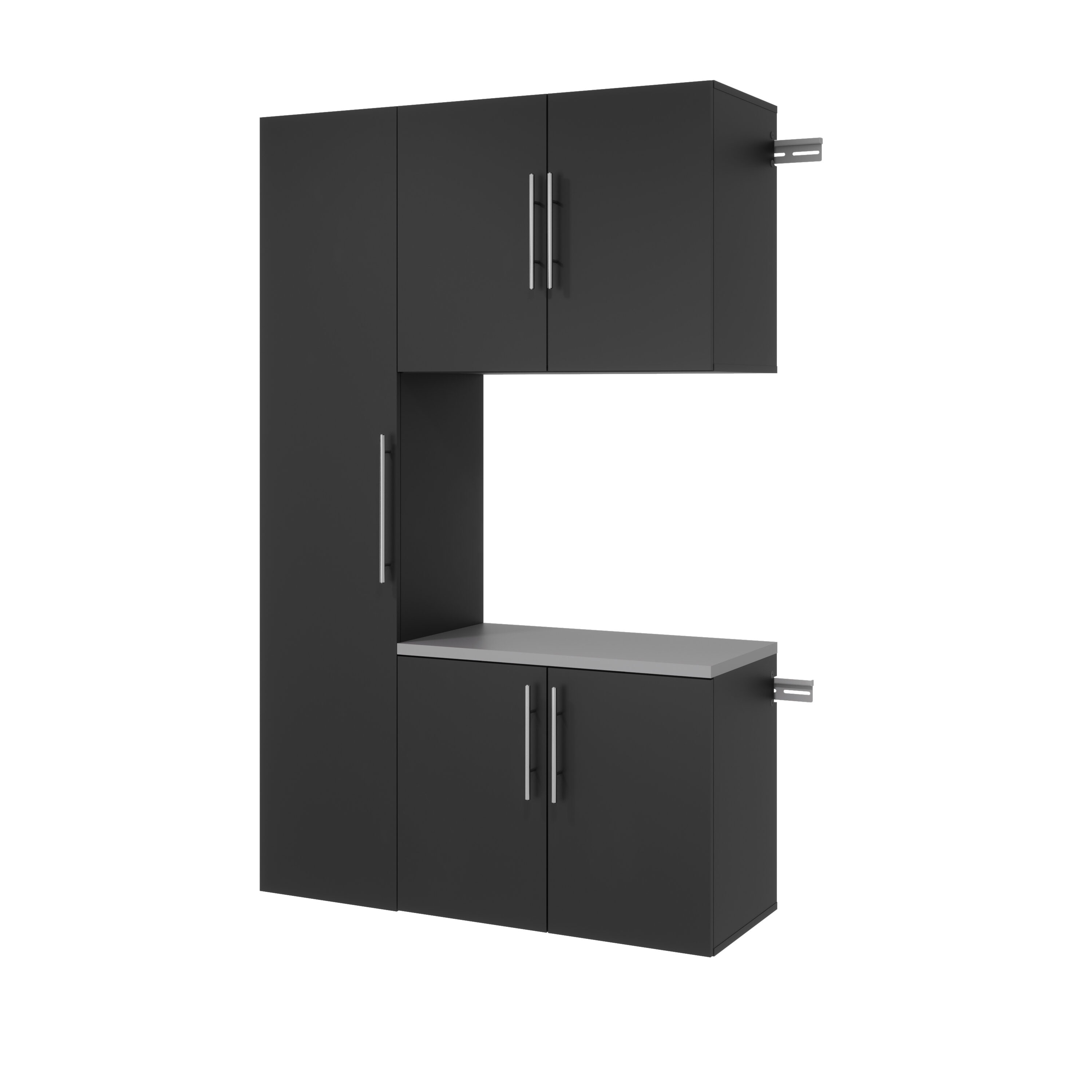Sistema de Almacenamiento para Garage Prepac HangUps Negro de Madera Compuesta de 3 Gabinetes de 45 pulgadas de ancho x 72 pulgadas de alto x 16 pulgadas de profundidad BRGW-0716-3M