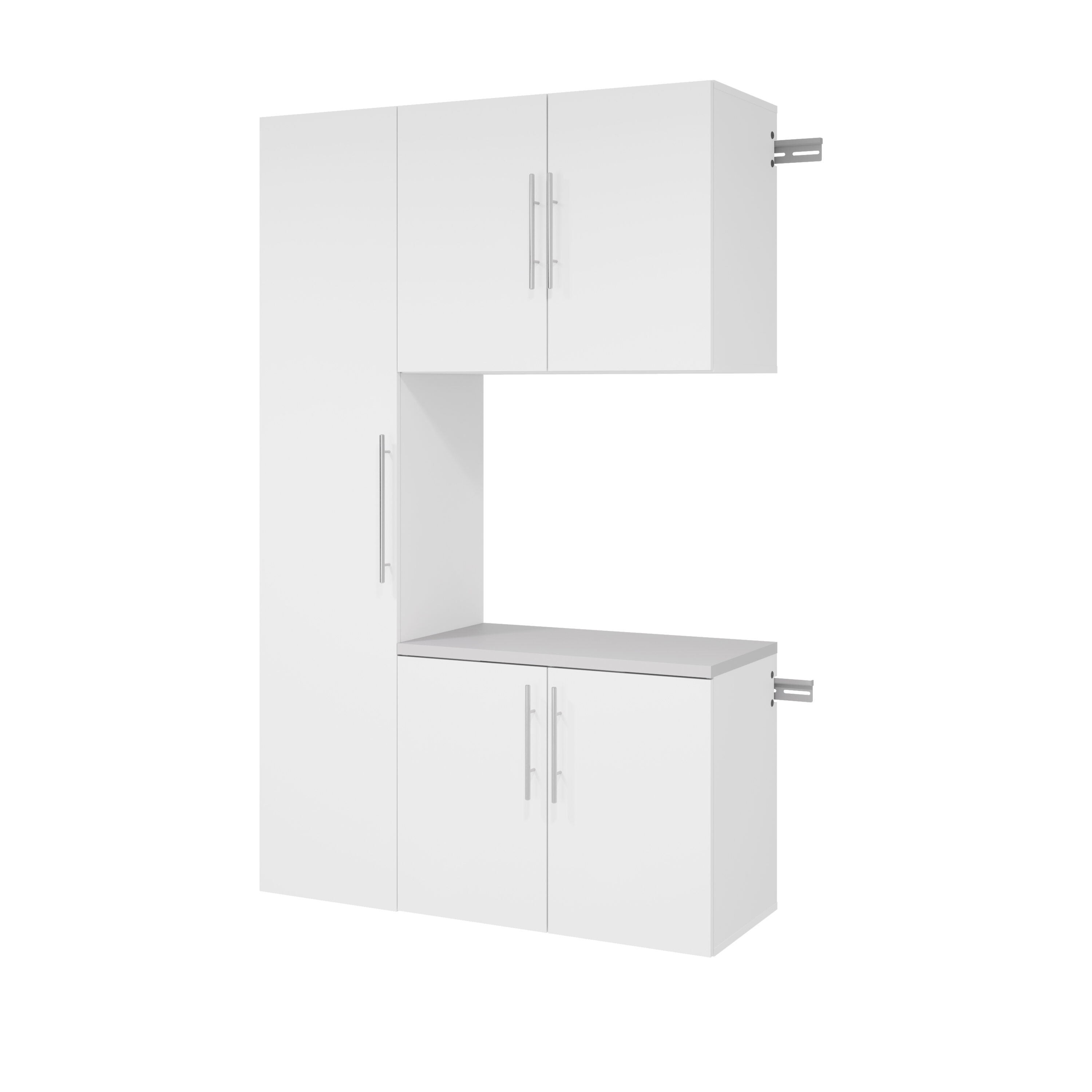 Sistema de almacenamiento para garaje HangUps blanco de madera compuesta de 3 gabinetes Prepac de 45 pulgadas de ancho x 72 pulgadas de alto x 16 pulgadas de profundidad WRGW-0716-3M.